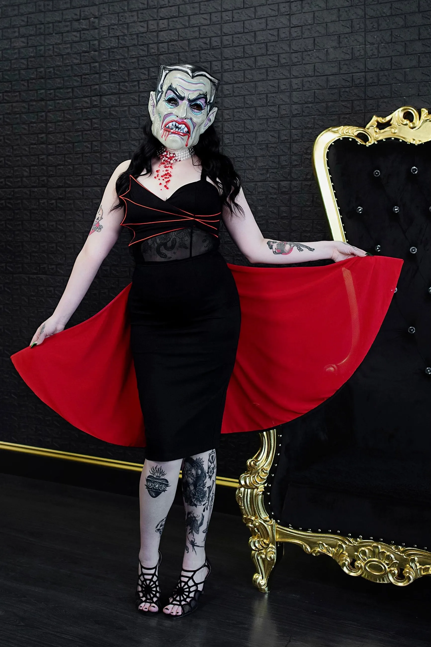 Drac Bat Wing and Cape Wiggle Dress