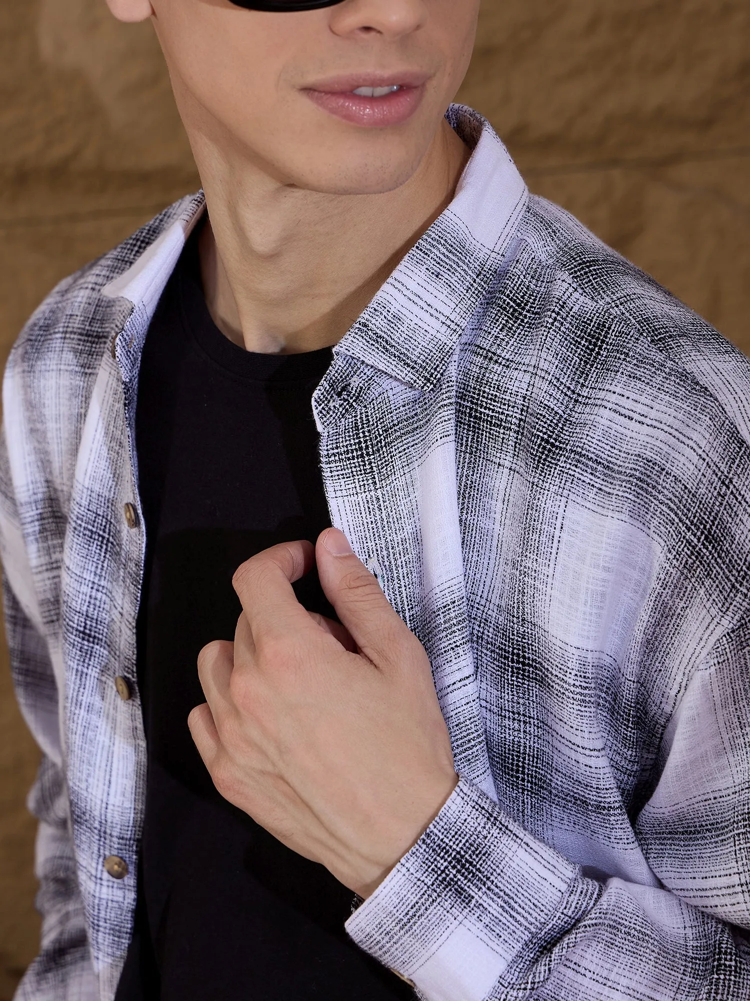 Drop Shoulder Oversized Checked Casual Shirt