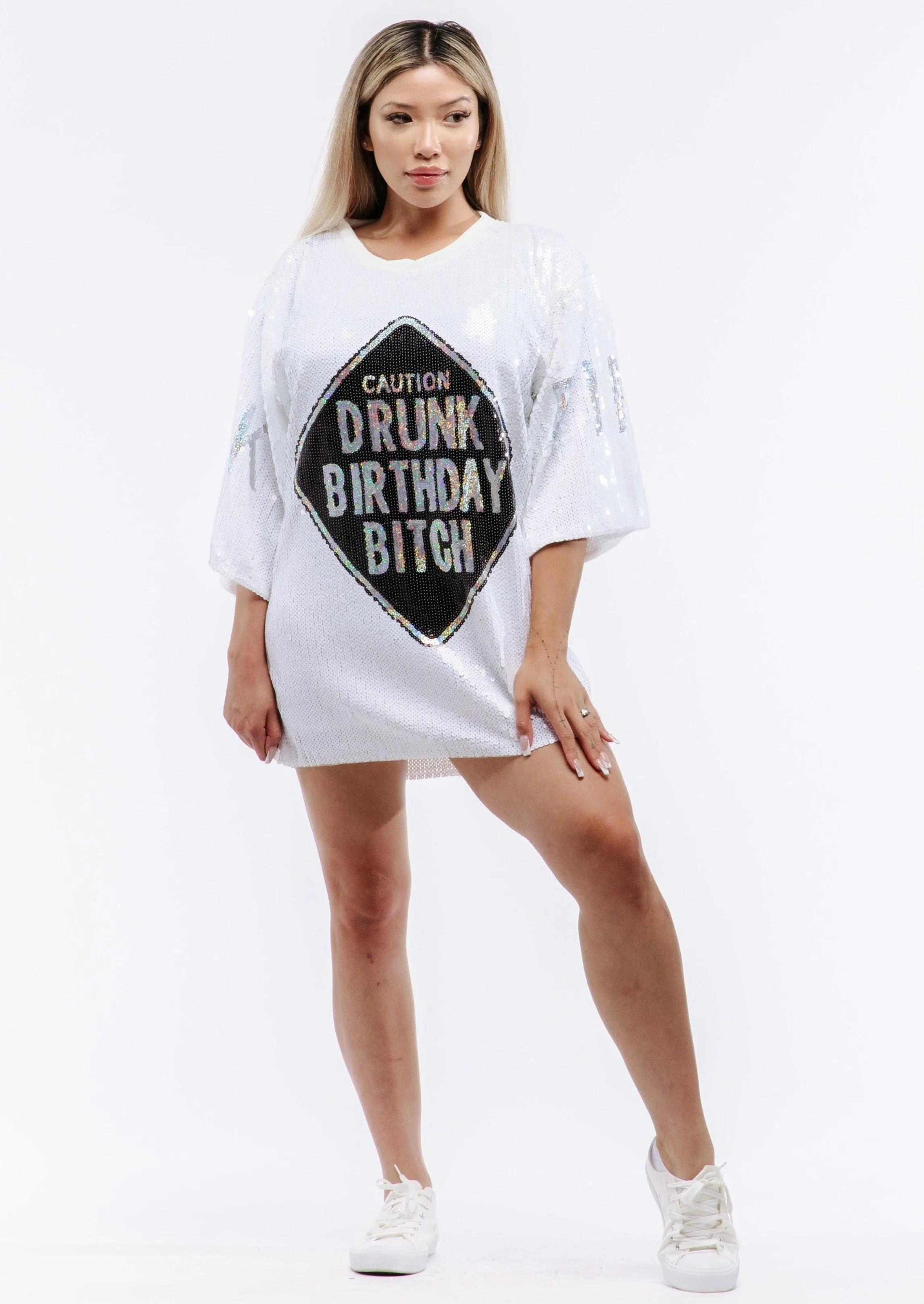 Drunk Birthday Sequin Dress - Pink