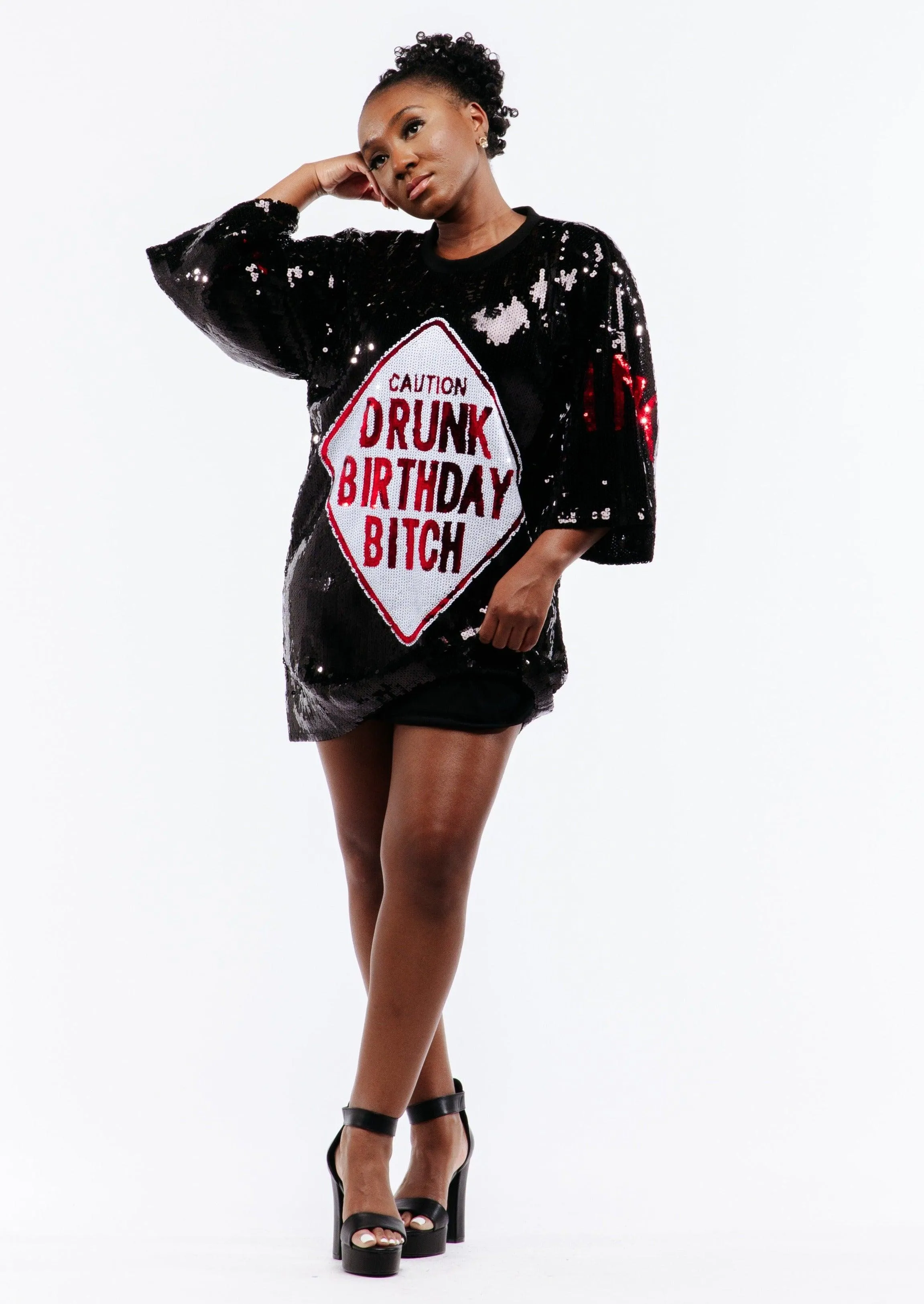 Drunk Birthday Sequin Dress - Pink