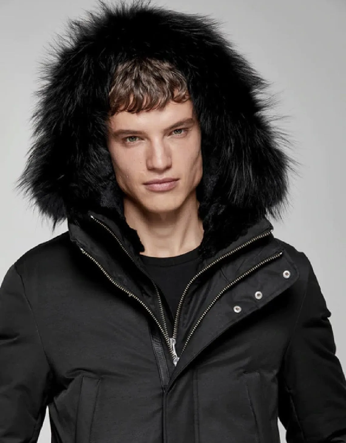 Edward-b Hip Length Down Winter Parka With Fur Black