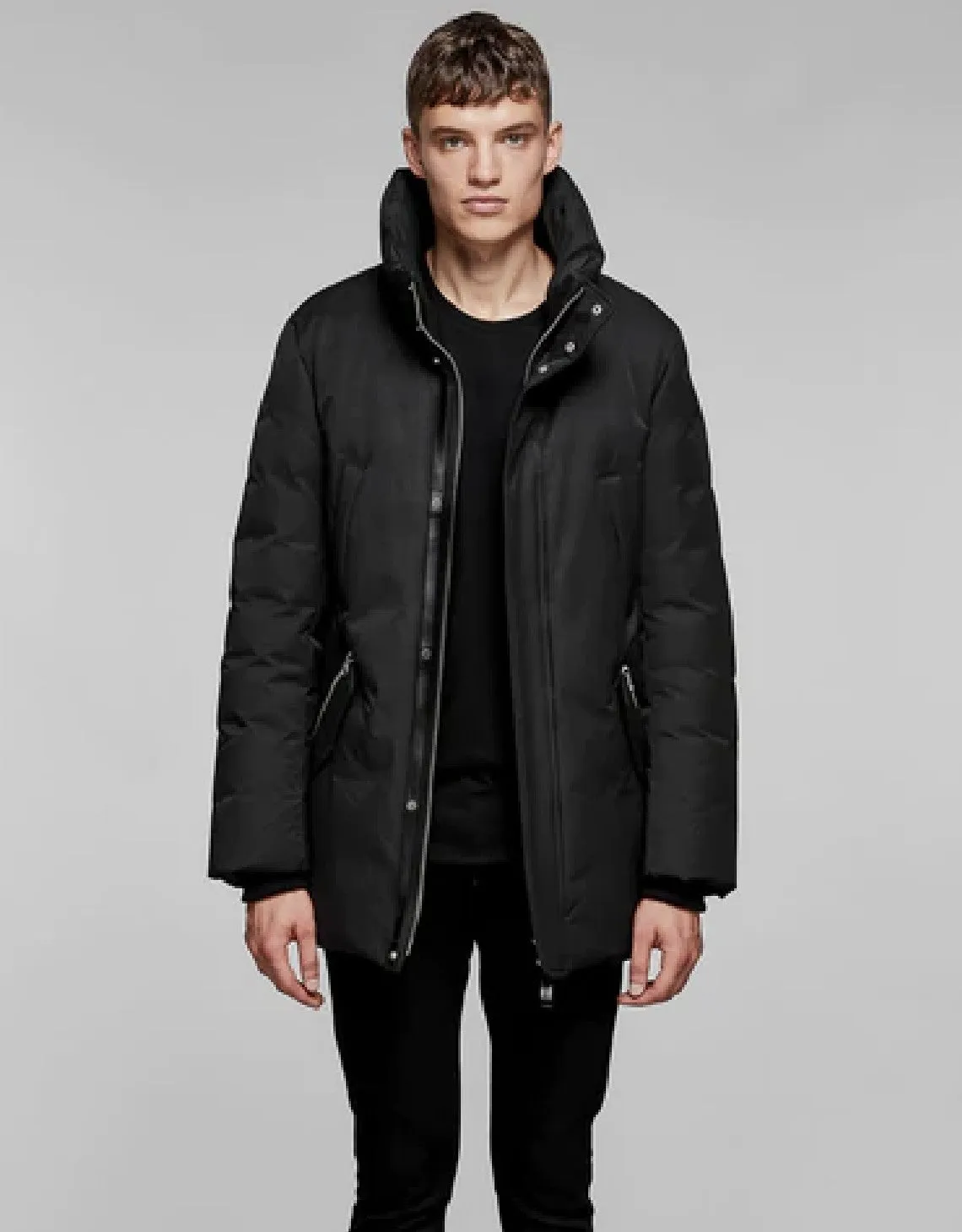 Edward-b Hip Length Down Winter Parka With Fur Black