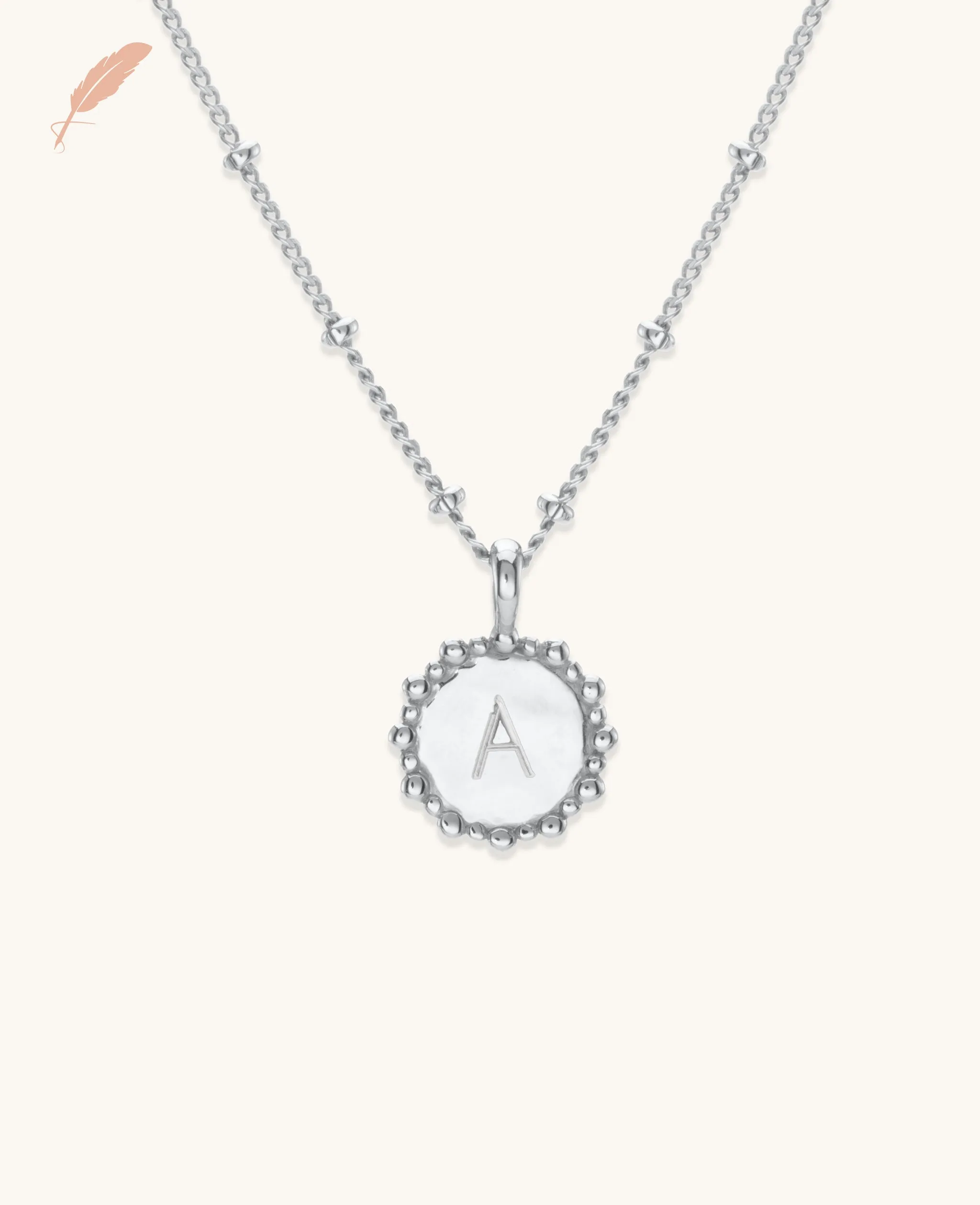 Engravable Mini Initial Sunshine Necklace Silver