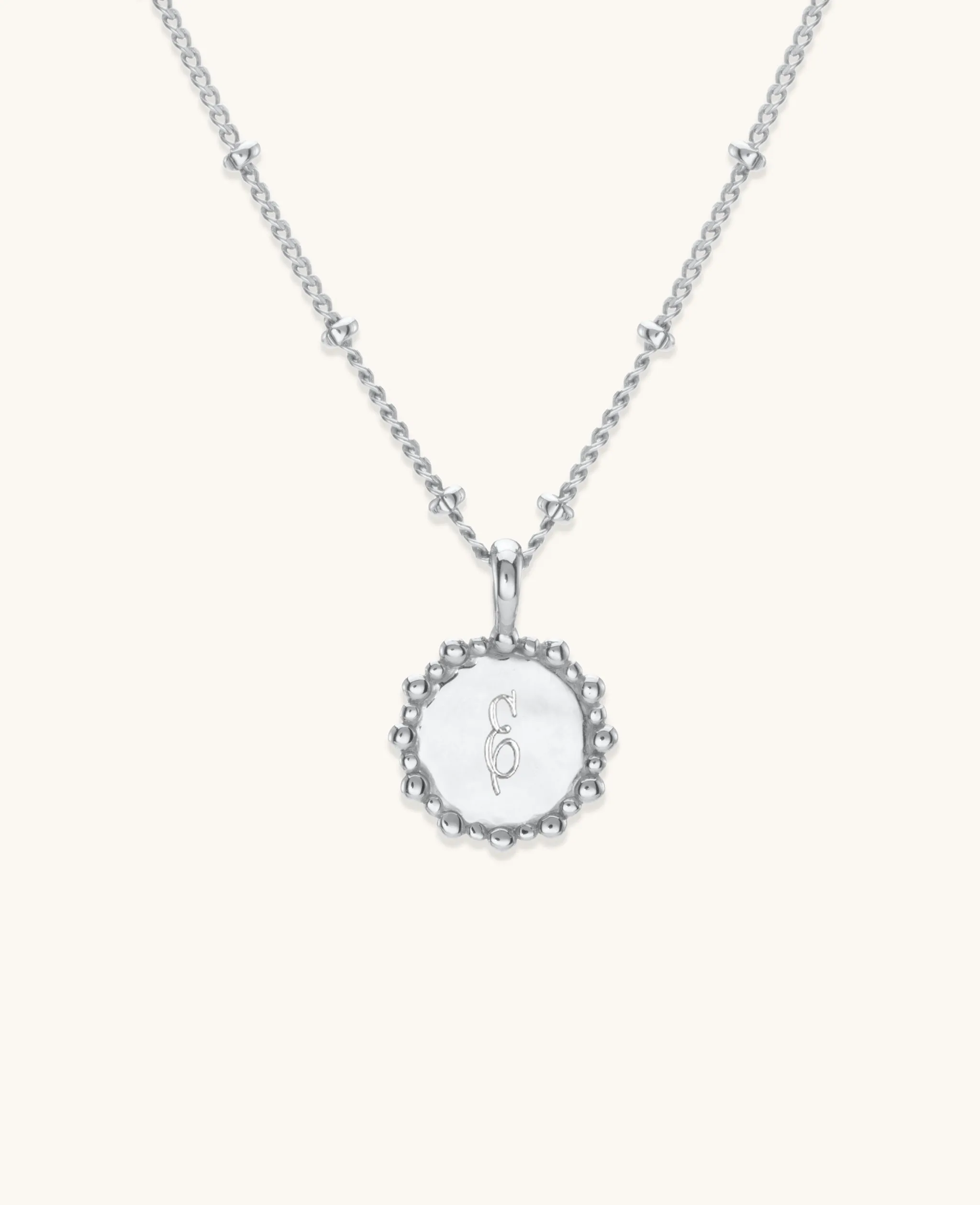 Engravable Mini Initial Sunshine Necklace Silver