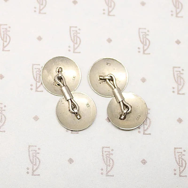 Engraved Trefoil Two-Tone Deco Cufflinks