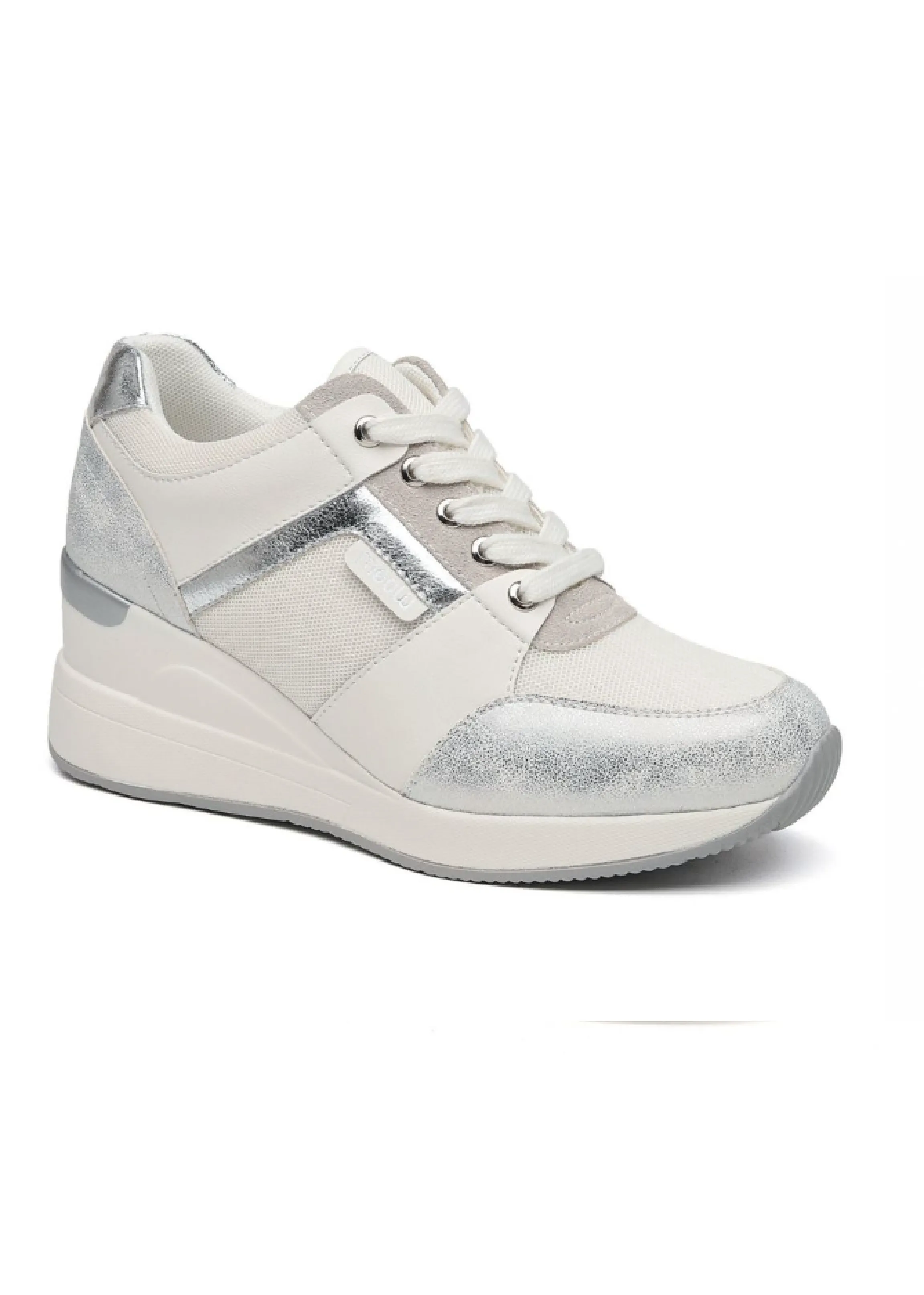 Fia Silver Wedge Heel Trainers