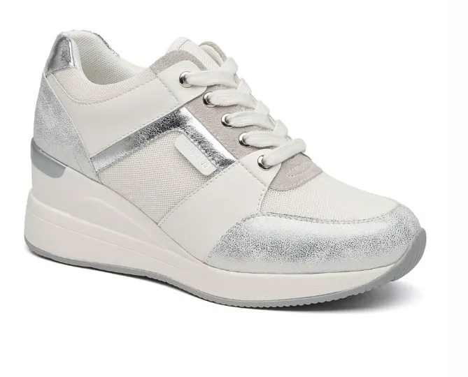 Fia Silver Wedge Heel Trainers