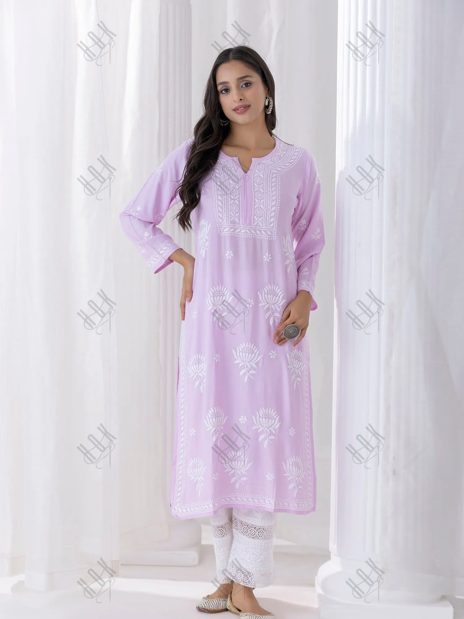 Fizaa Kurta with Chikankari Hand Embroidery Pink