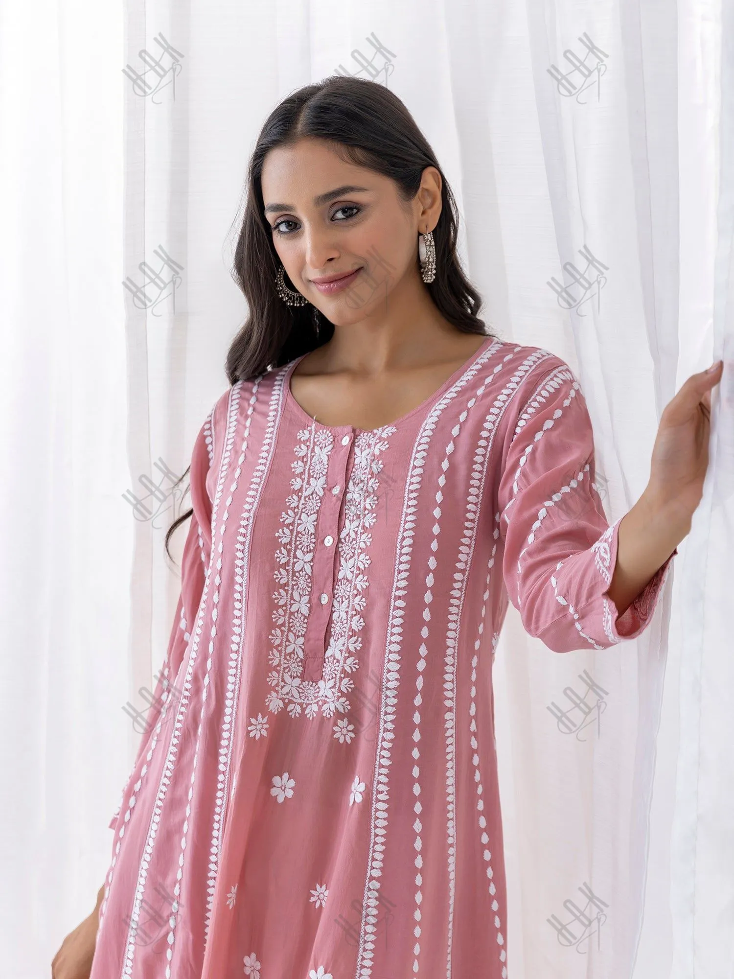 Fizaa Pink Modal Chikankari Kurta