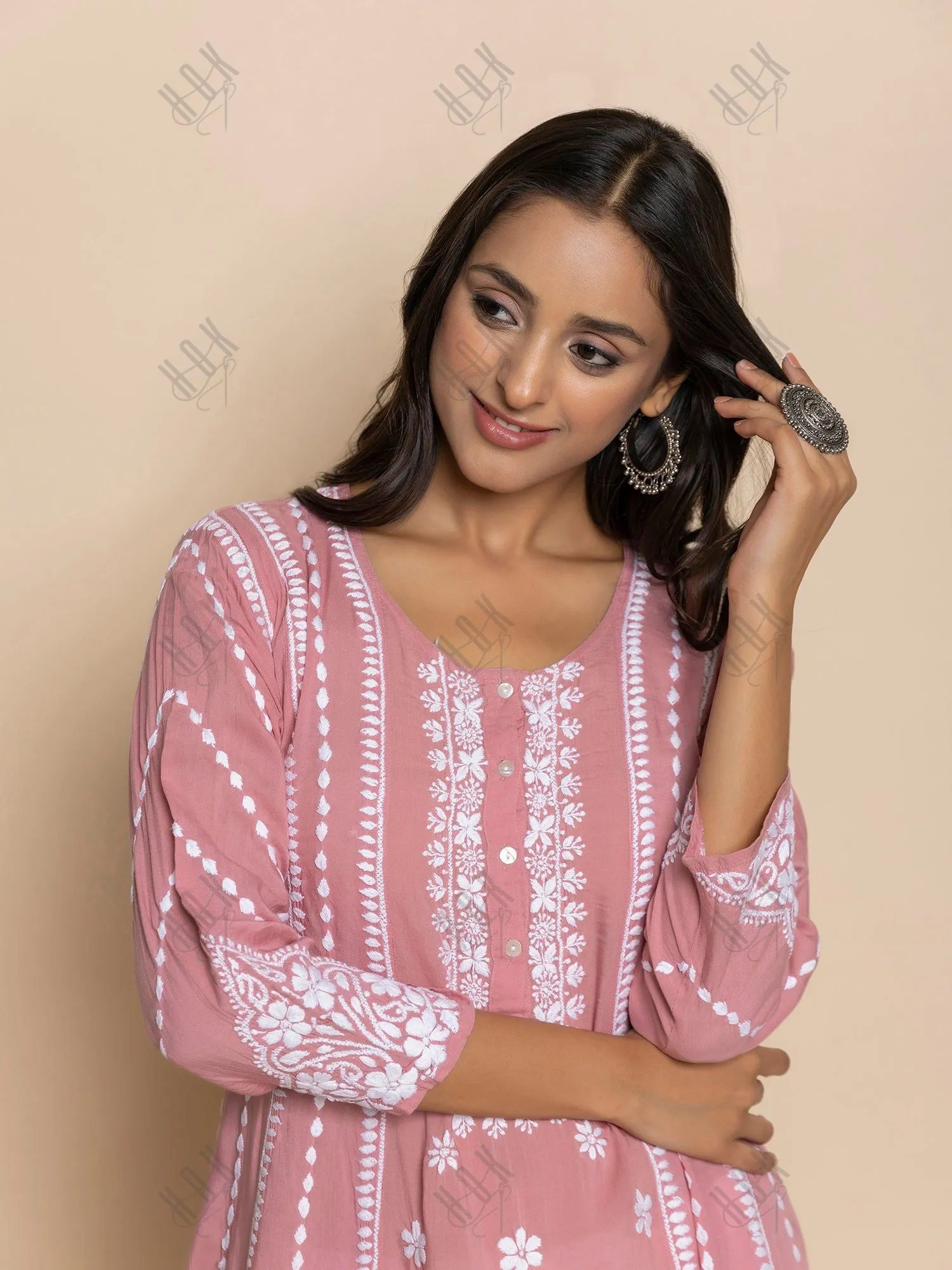 Fizaa Pink Modal Chikankari Kurta