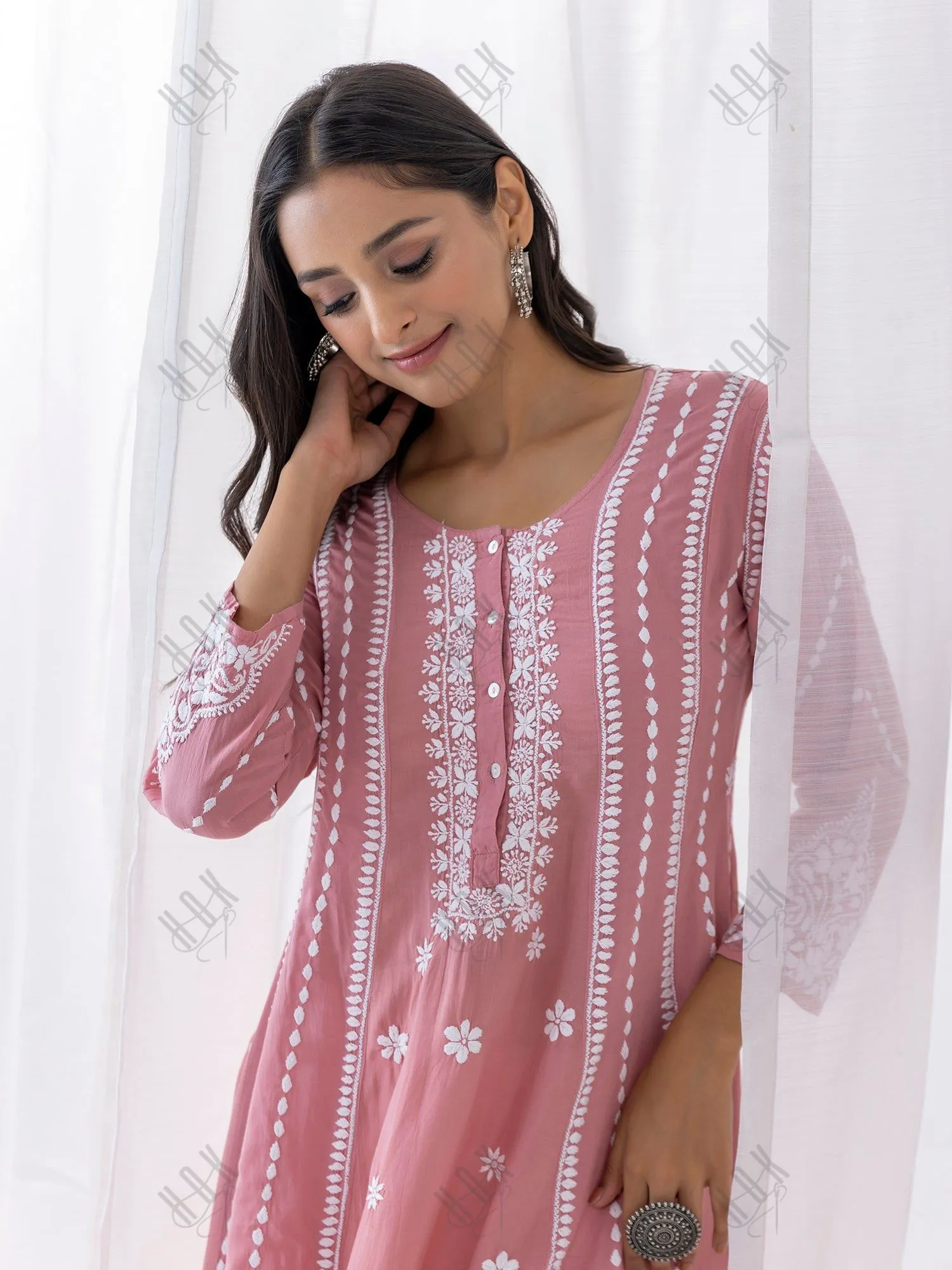 Fizaa Pink Modal Chikankari Kurta