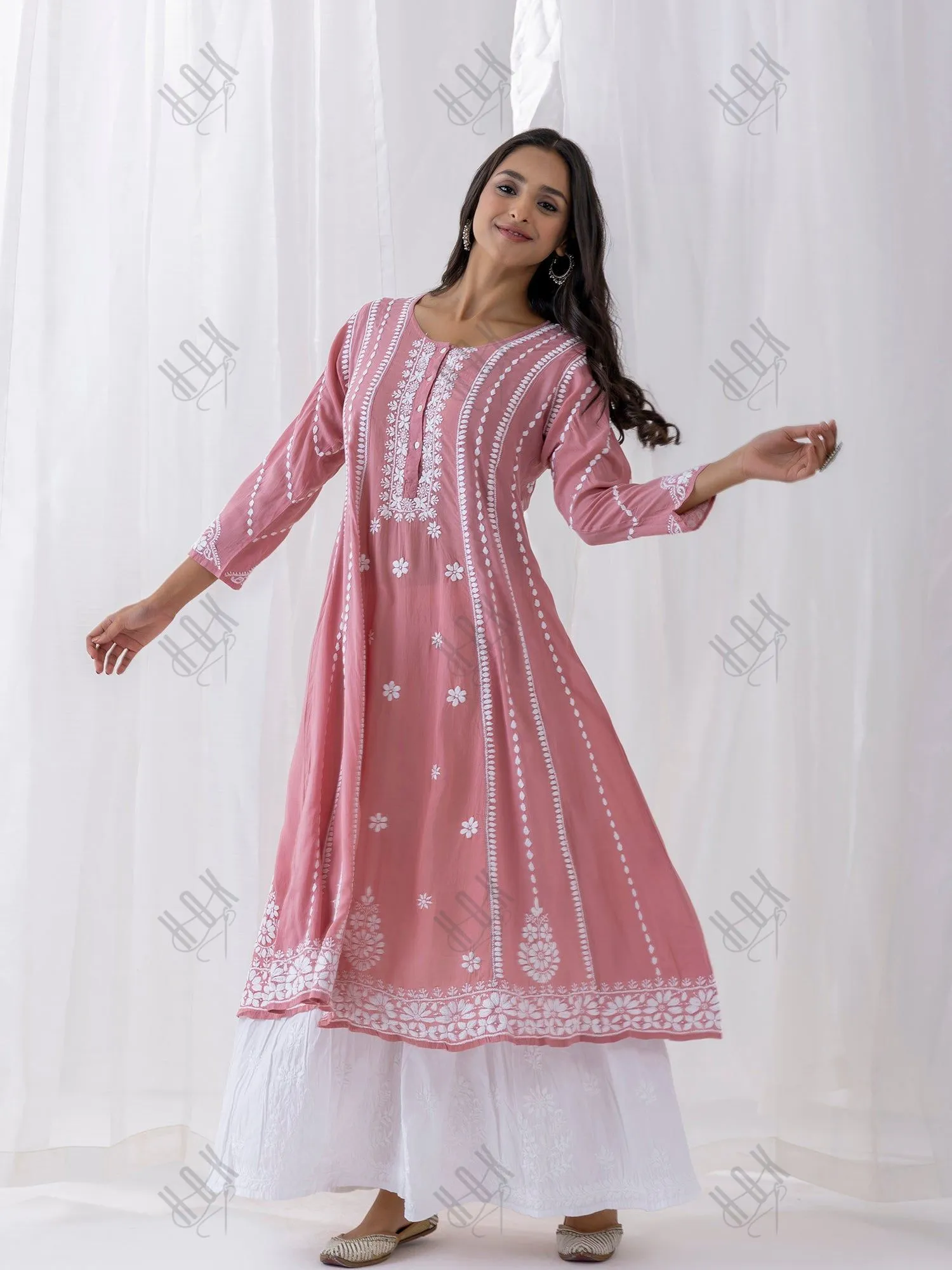 Fizaa Pink Modal Chikankari Kurta