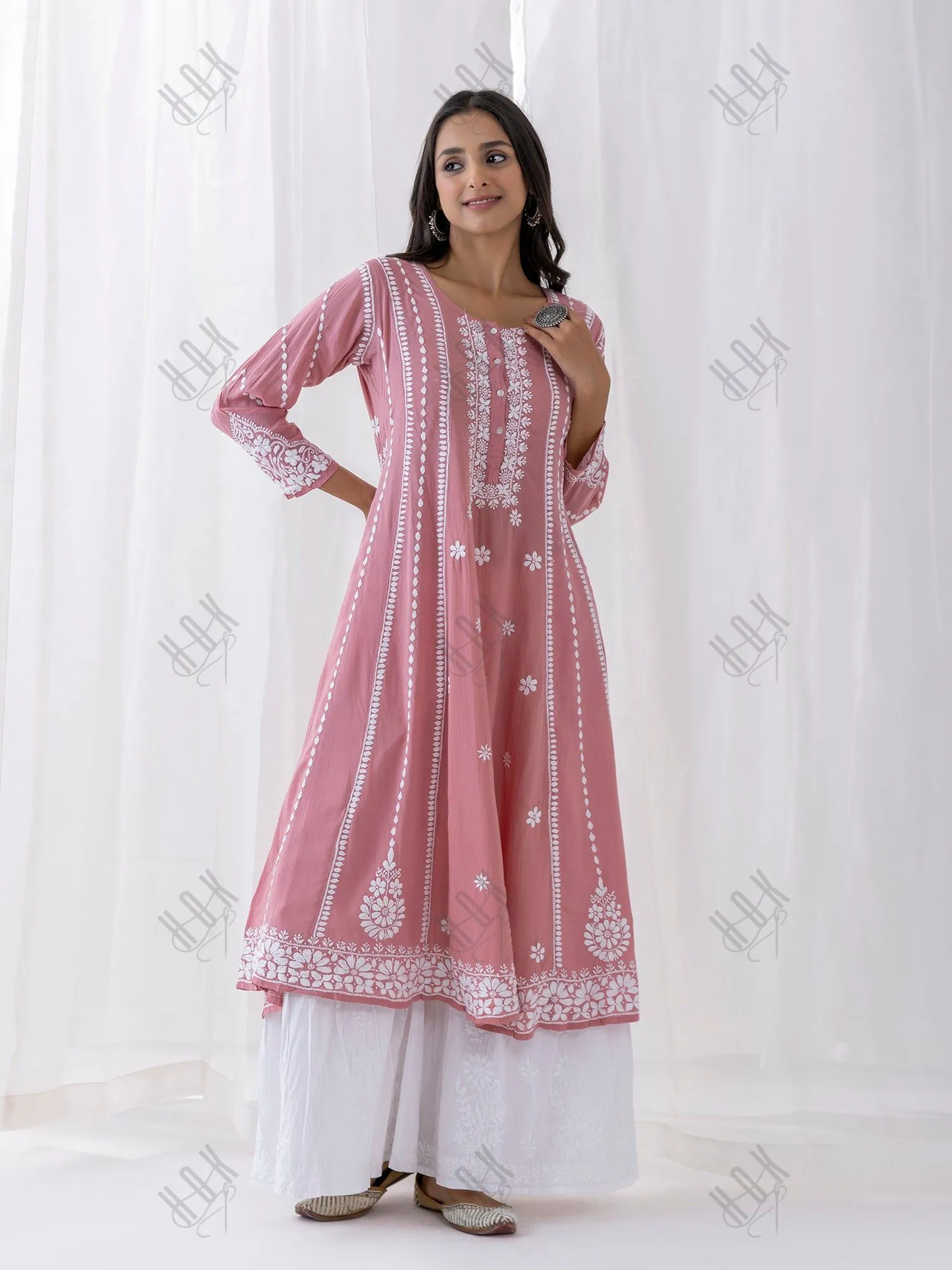 Fizaa Pink Modal Chikankari Kurta