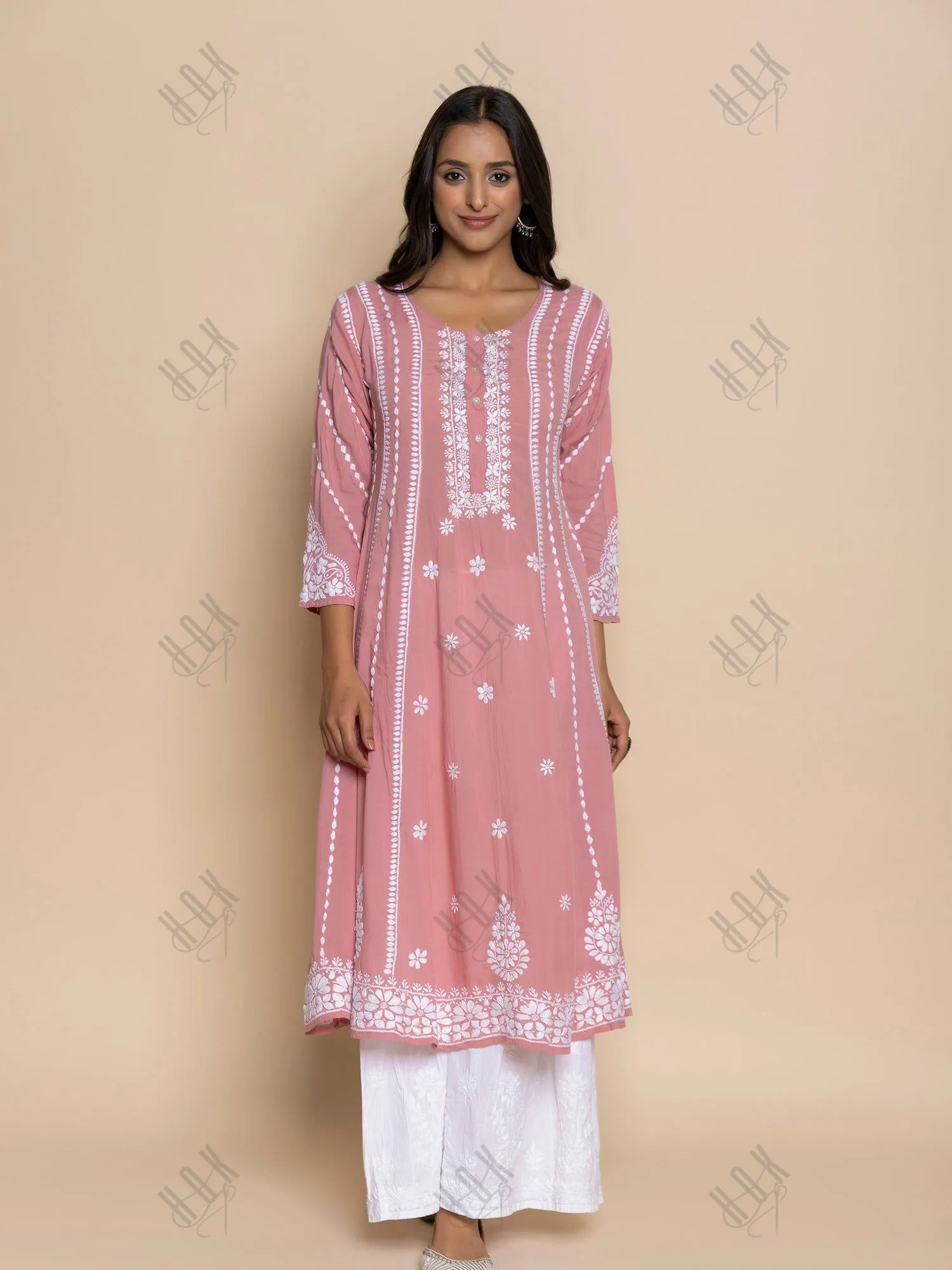 Fizaa Pink Modal Chikankari Kurta