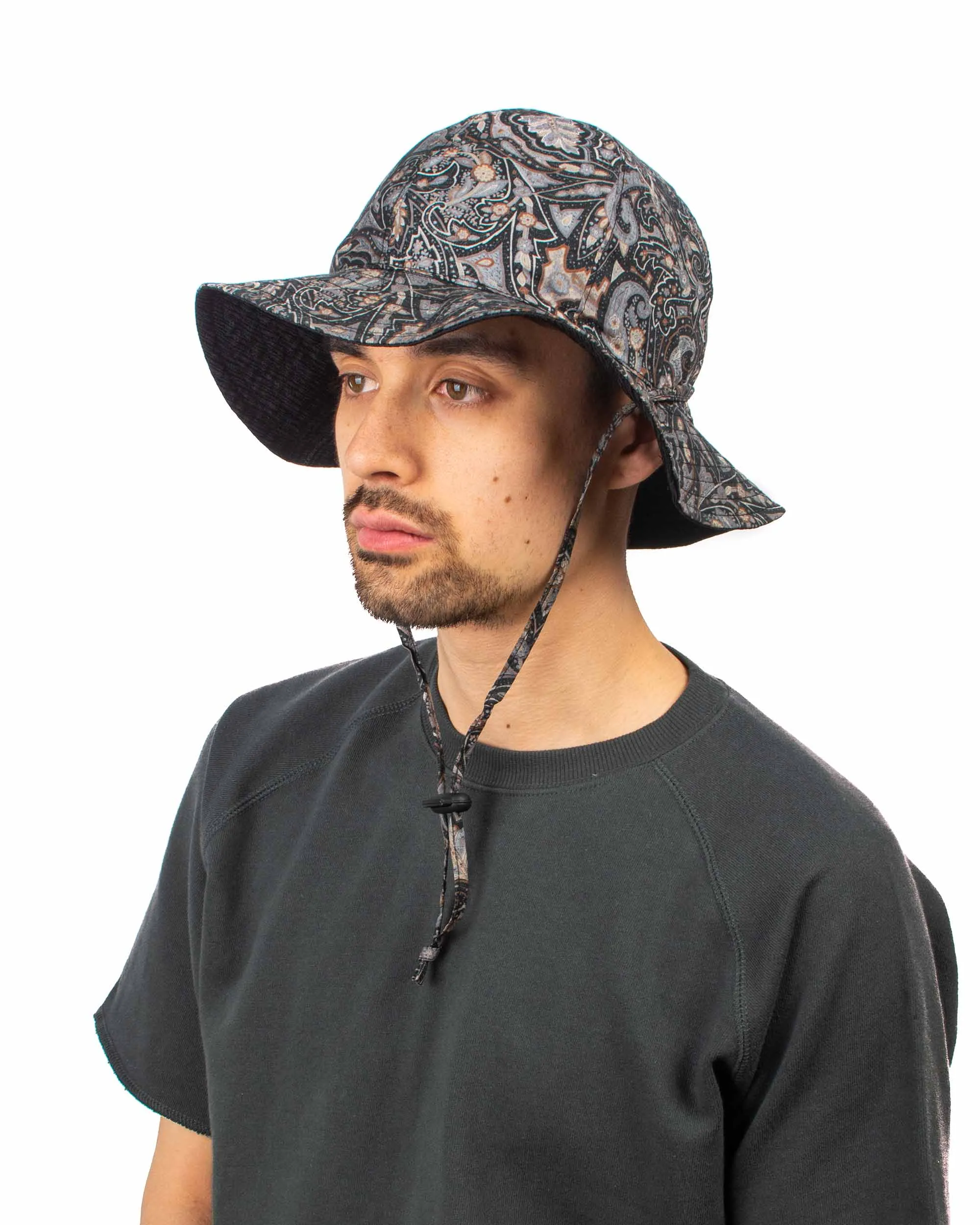 Found Feather Military Sun Hat (Reversible) Paisley   Yoryu Black