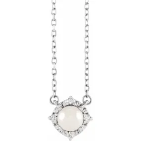 Freshwater Pearl Necklace with Diamond Halo