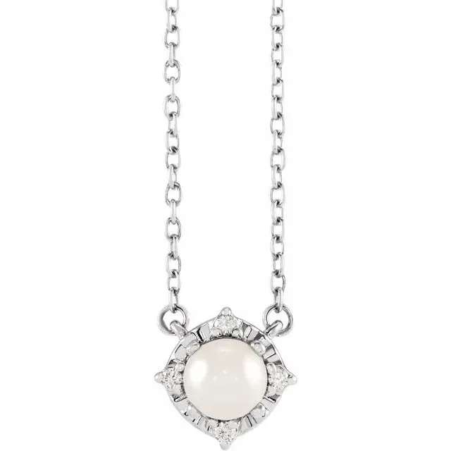 Freshwater Pearl Necklace with Diamond Halo