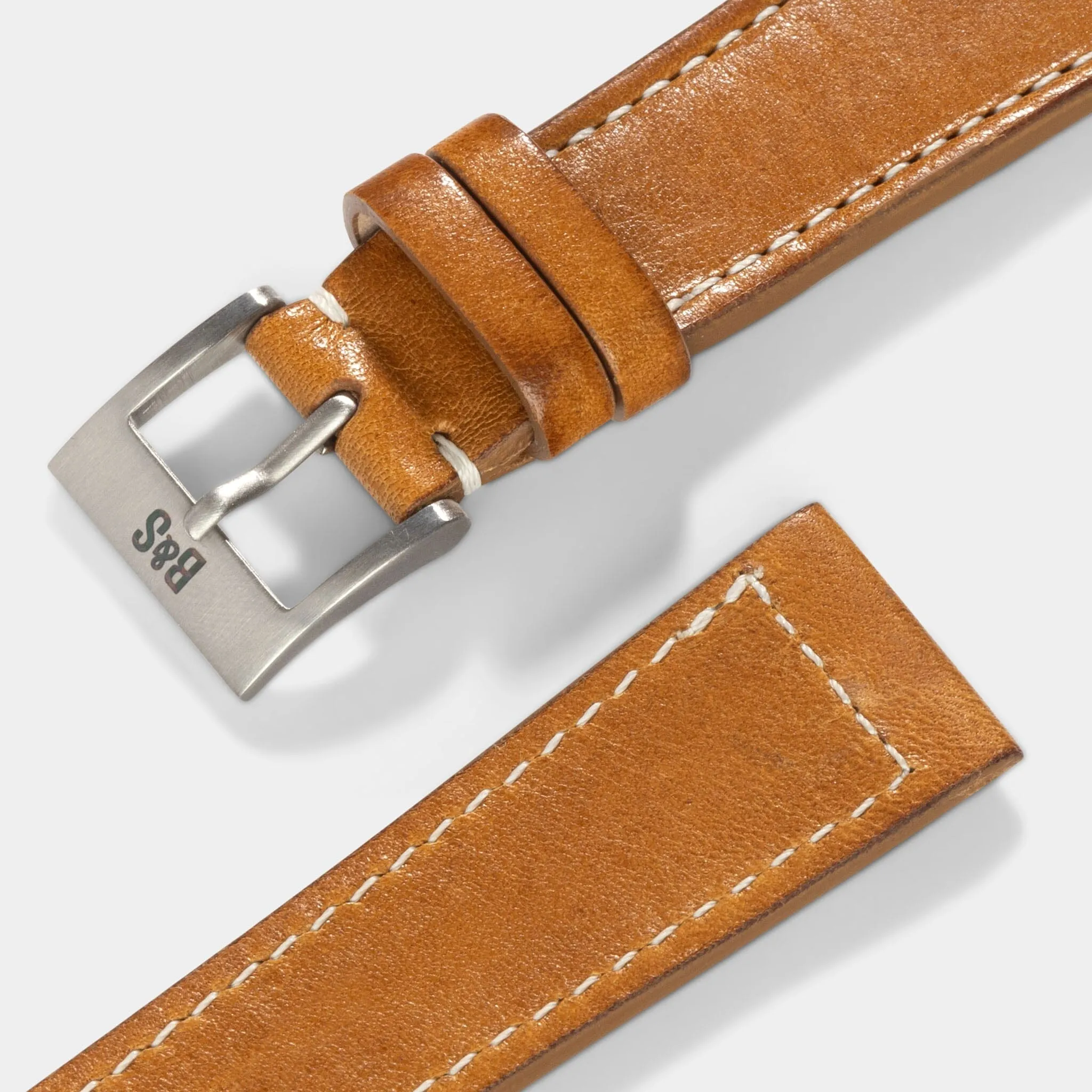 Gilt Brown Leather Watch Strap