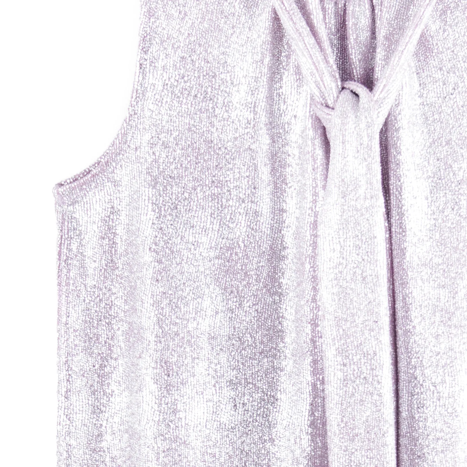 Glitter Foil - Mock Neck-Tie Detail Top - Pink