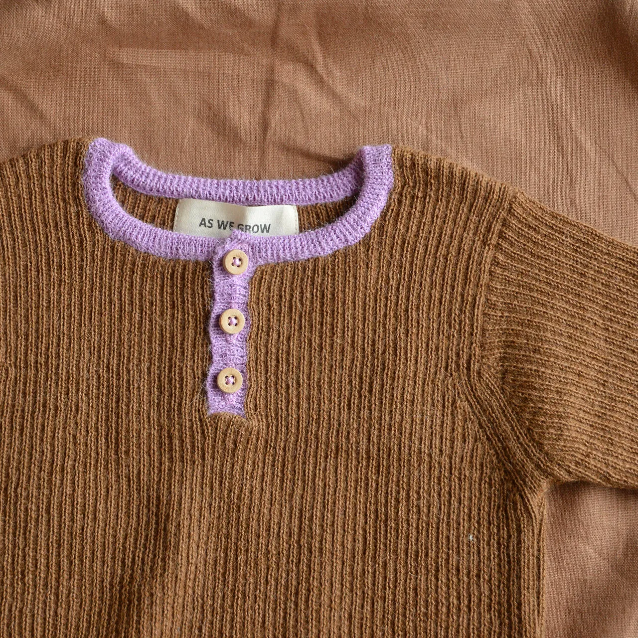 Grandpa Sweater - 100% Baby Alpaca - Camel (18m-8y)