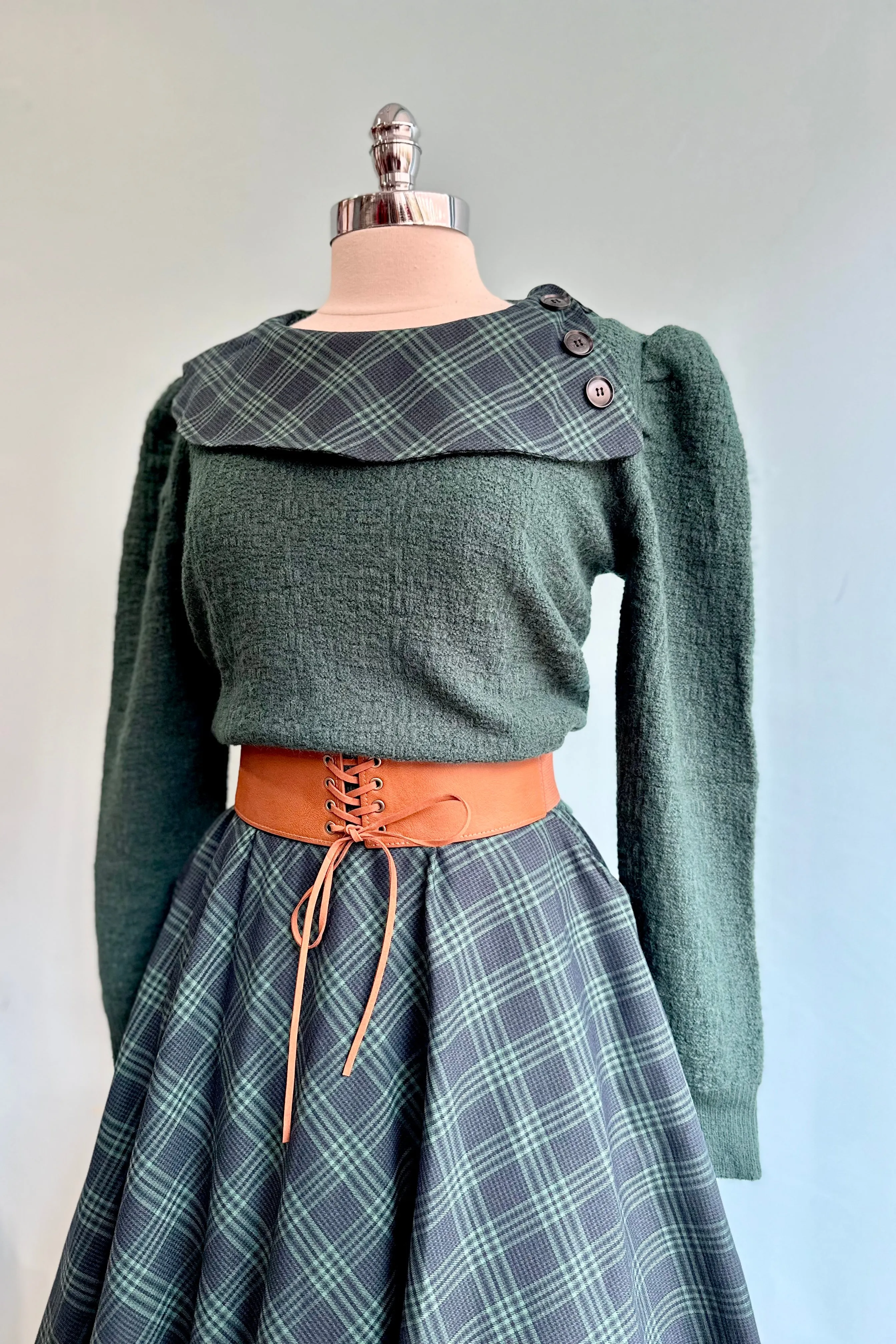 Green and Navy Plaid Dress by Voodoo Vixen