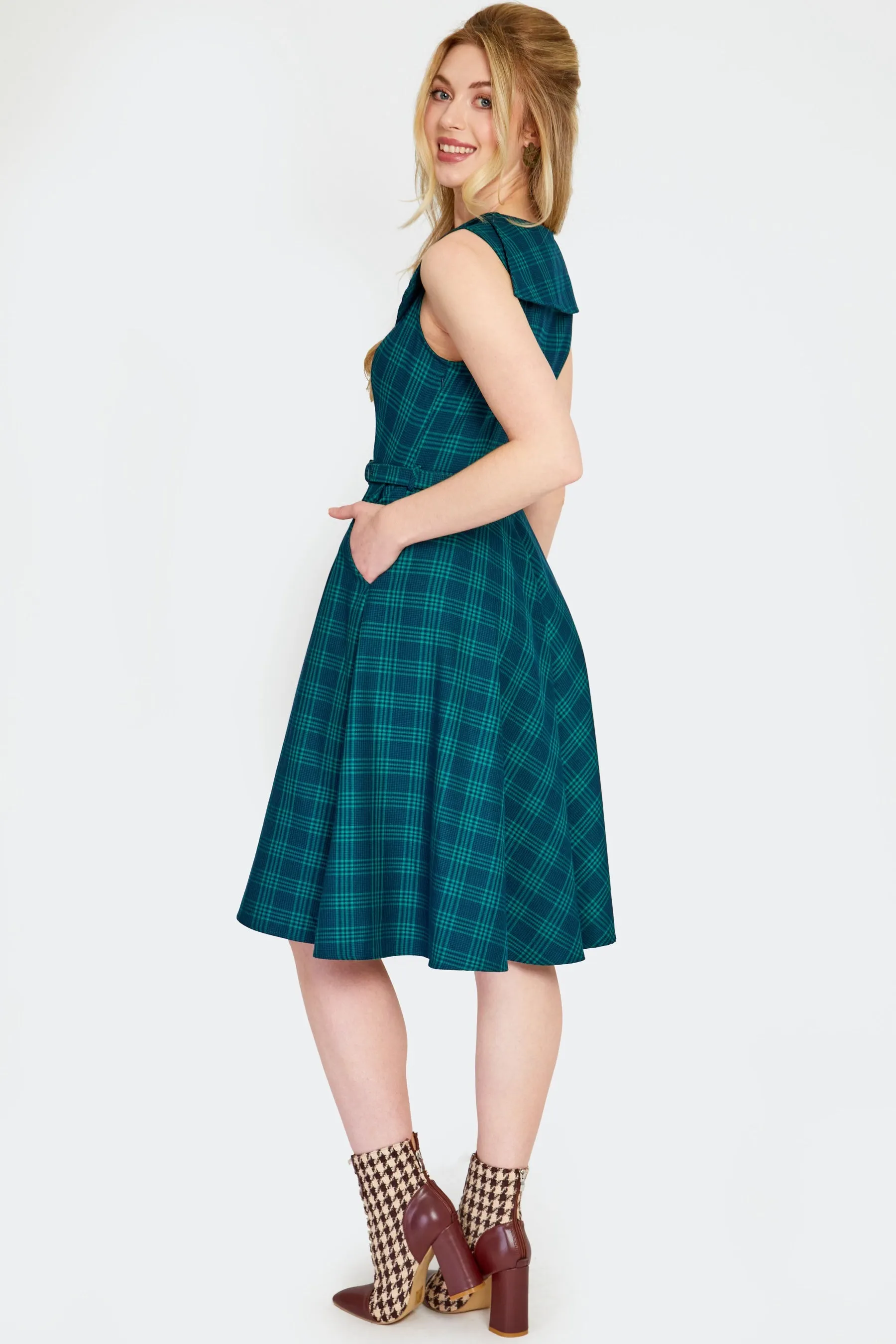 Green and Navy Plaid Dress by Voodoo Vixen