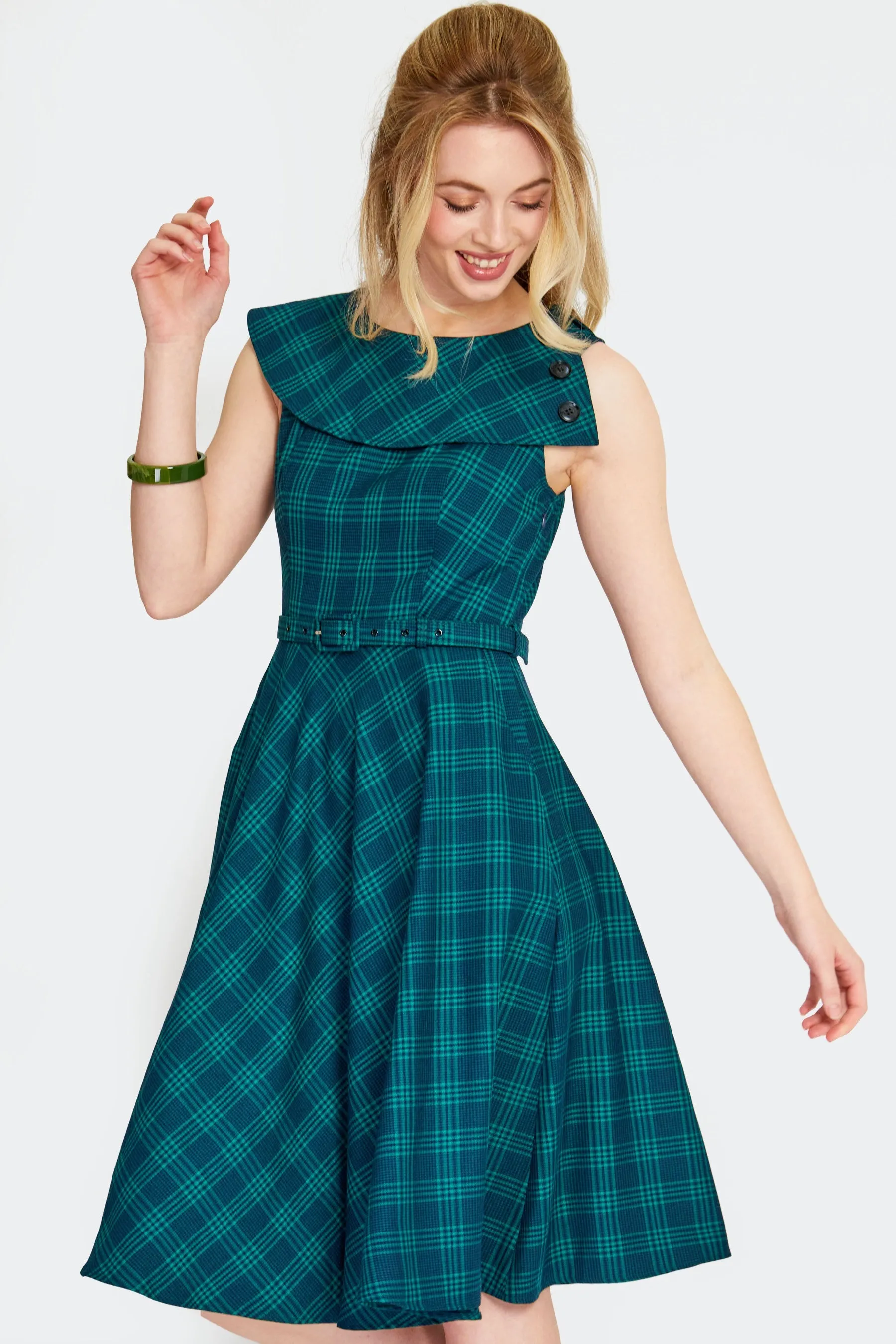 Green and Navy Plaid Dress by Voodoo Vixen