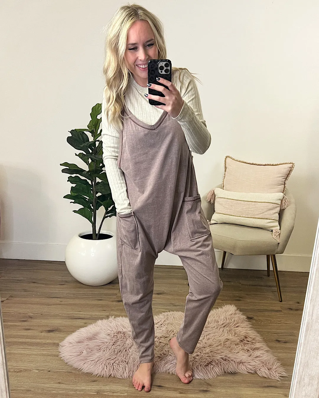 Heather Mocha Knit Jumpsuit