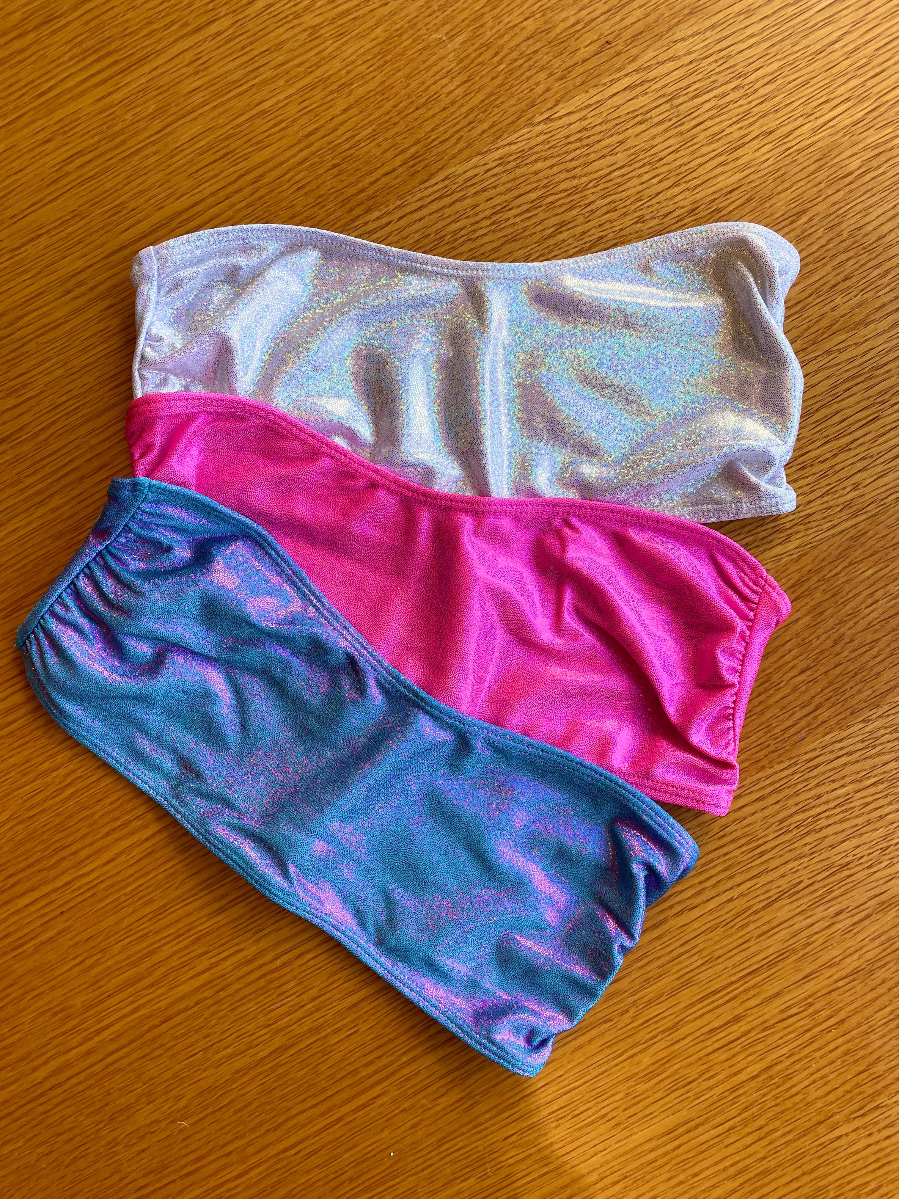 Hologram Swim Bandeau Top in Neon Pink