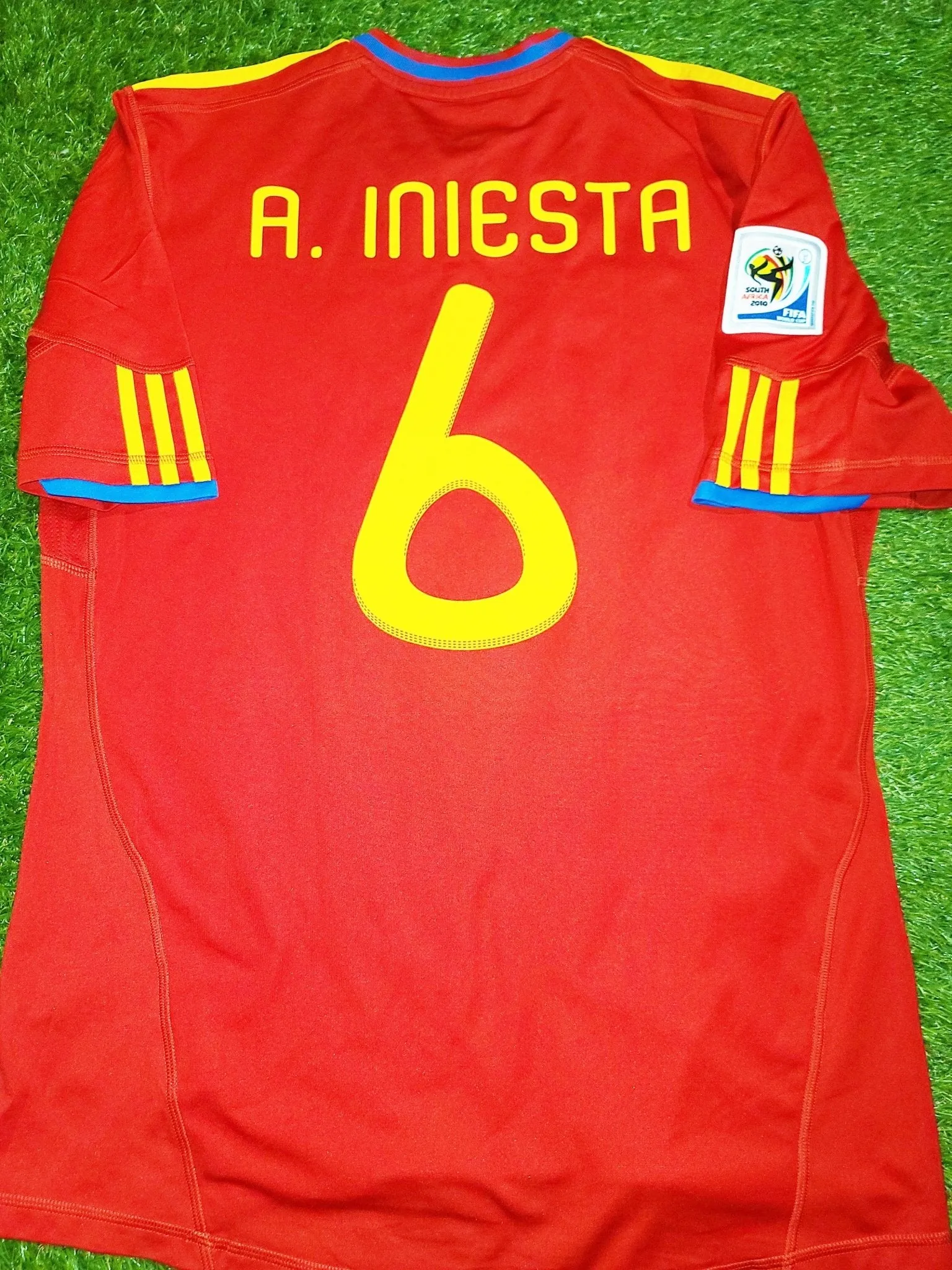 Iniesta Spain 2010 WORLD CUP SEMI FINAL Jersey Espana Camiseta Trikot Shirt L SKU# P47902