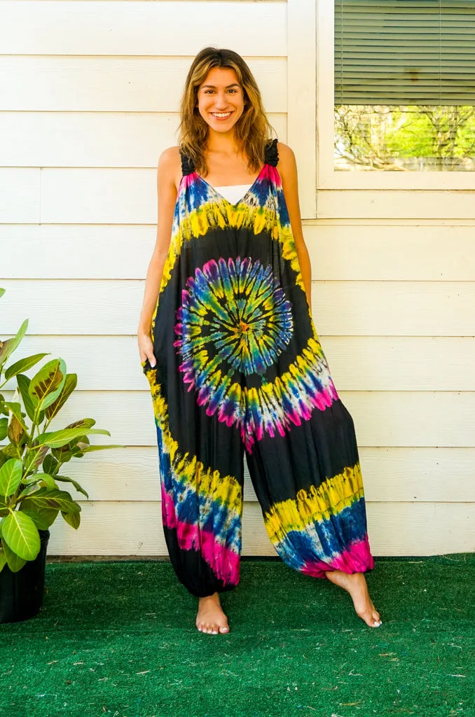 J50- Hand Dyed  Hippie Racerback Jumpsuit Romper