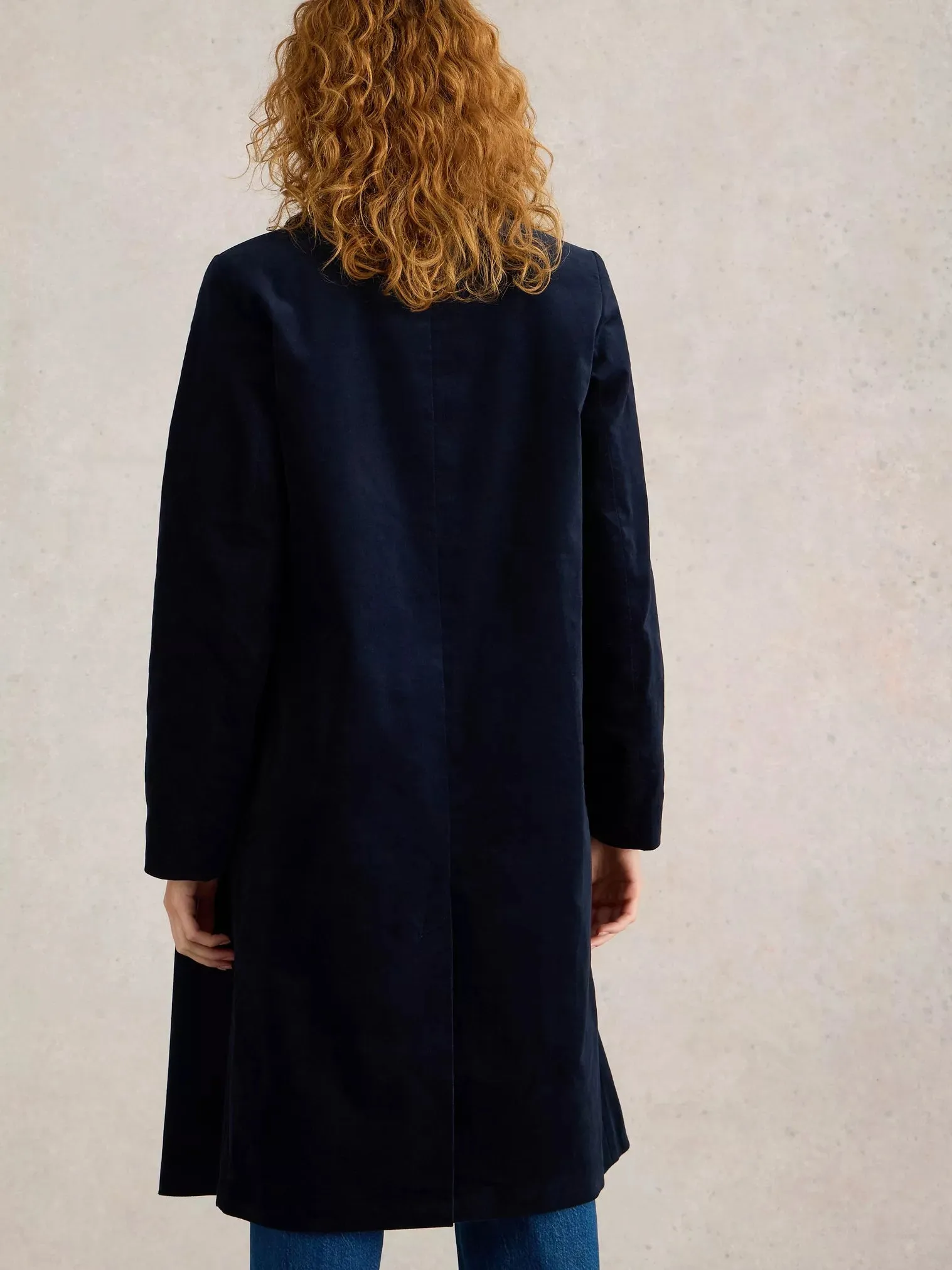 Kamila Velvet Coat in Navy by WhiteStuff