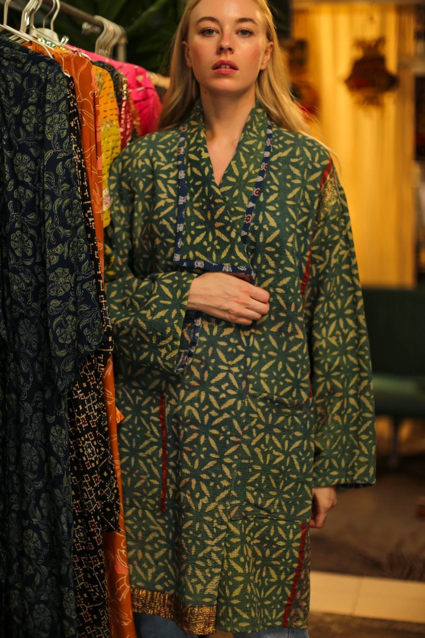 KANTHA INDIGO JACKET COAT CATALINA