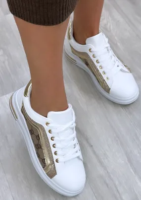 Kenzie White Glitter Stripe Trainers