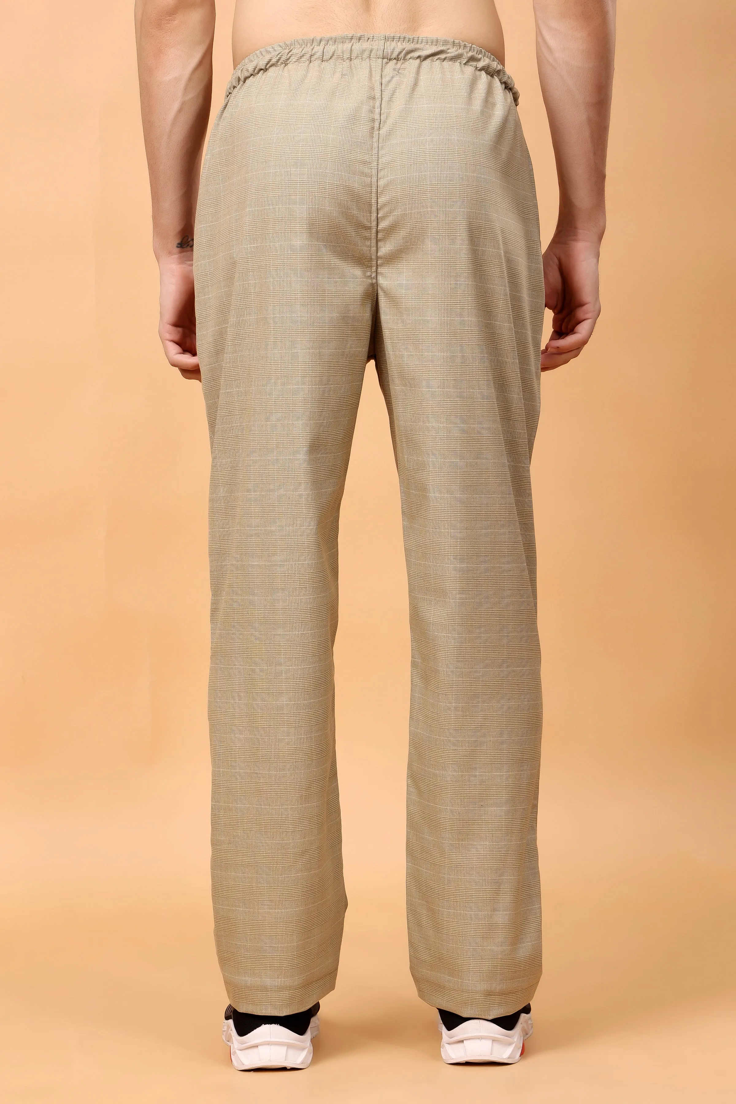 Khaki Checked Stretch Cargo