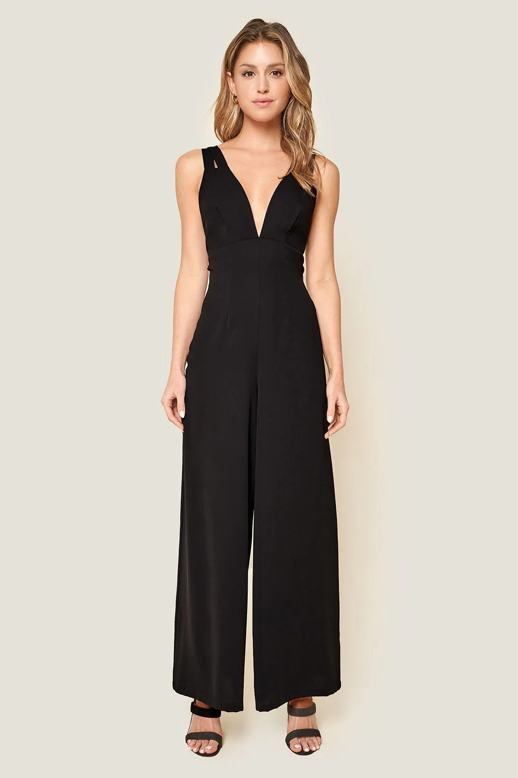 Kim Double Strap Black Jumpsuit