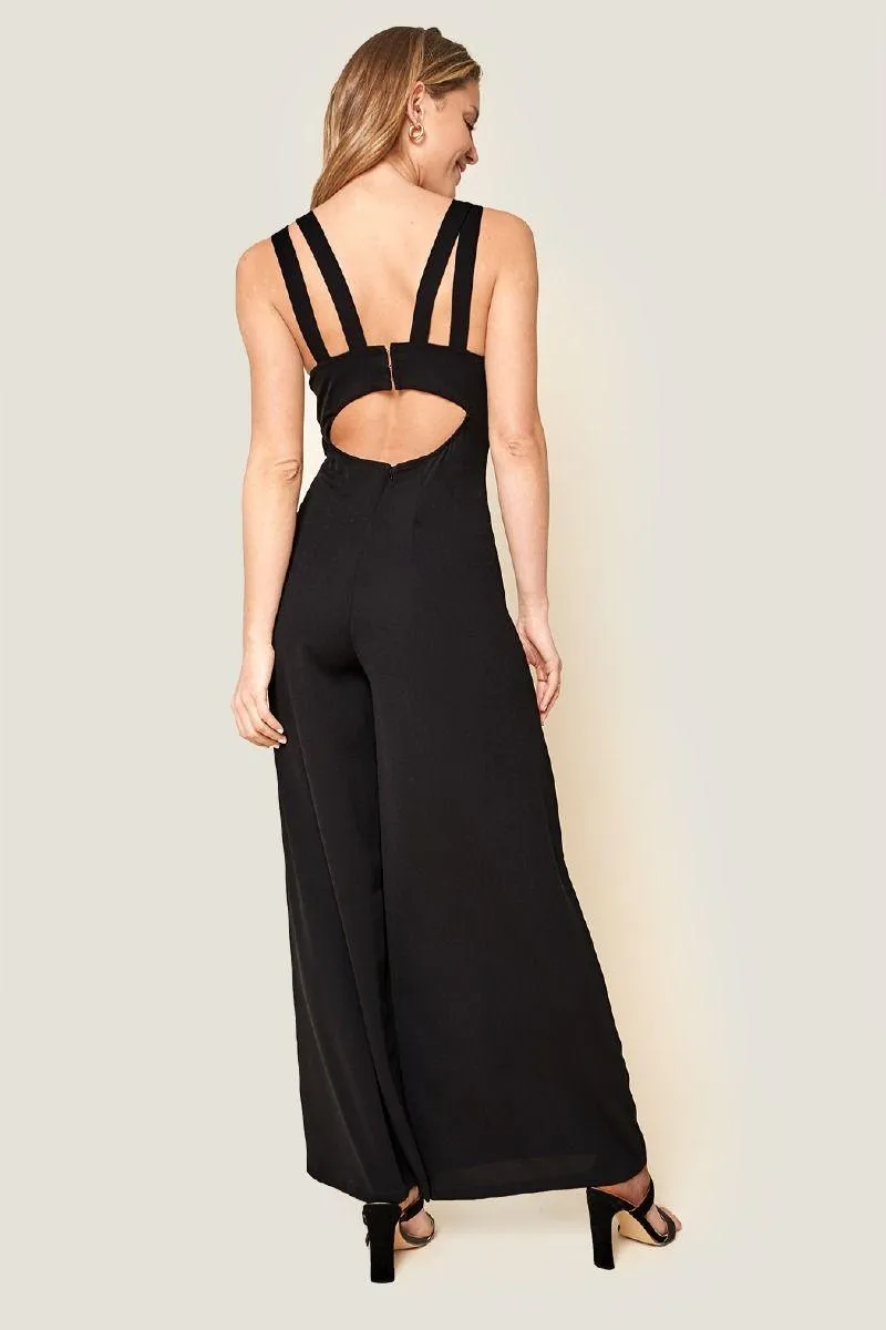 Kim Double Strap Black Jumpsuit