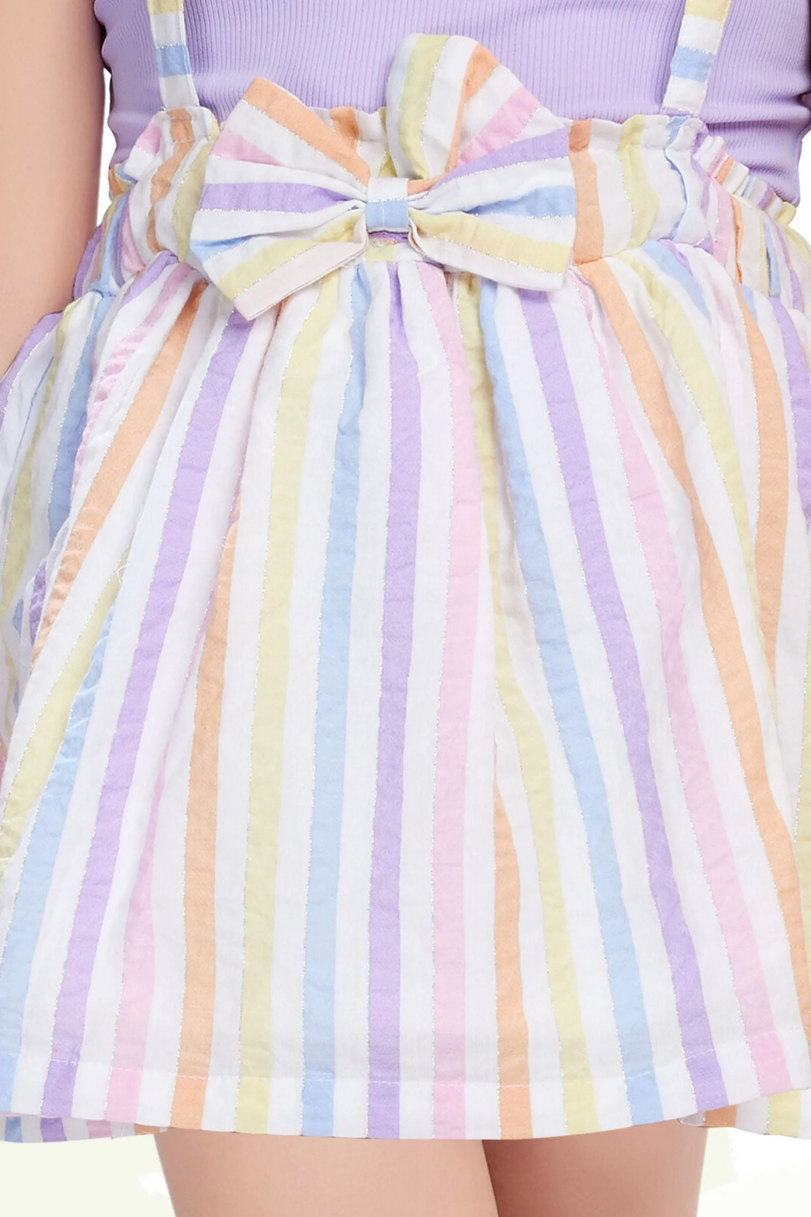 Lavender with Multicolor Dungaree Set for Girls