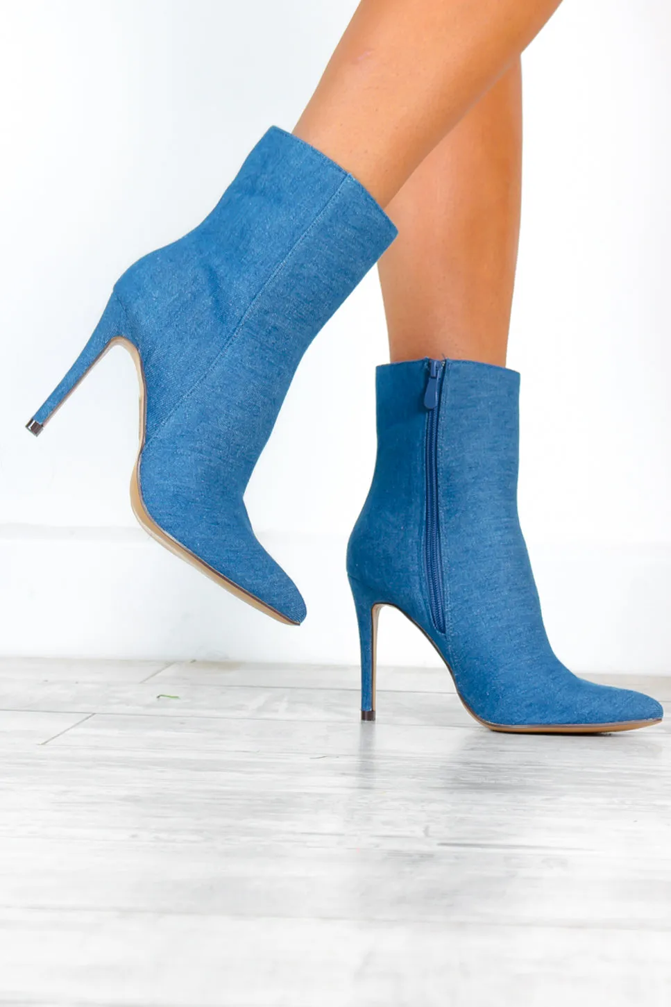 Lead You On - Denim Heeled Ankle Boots