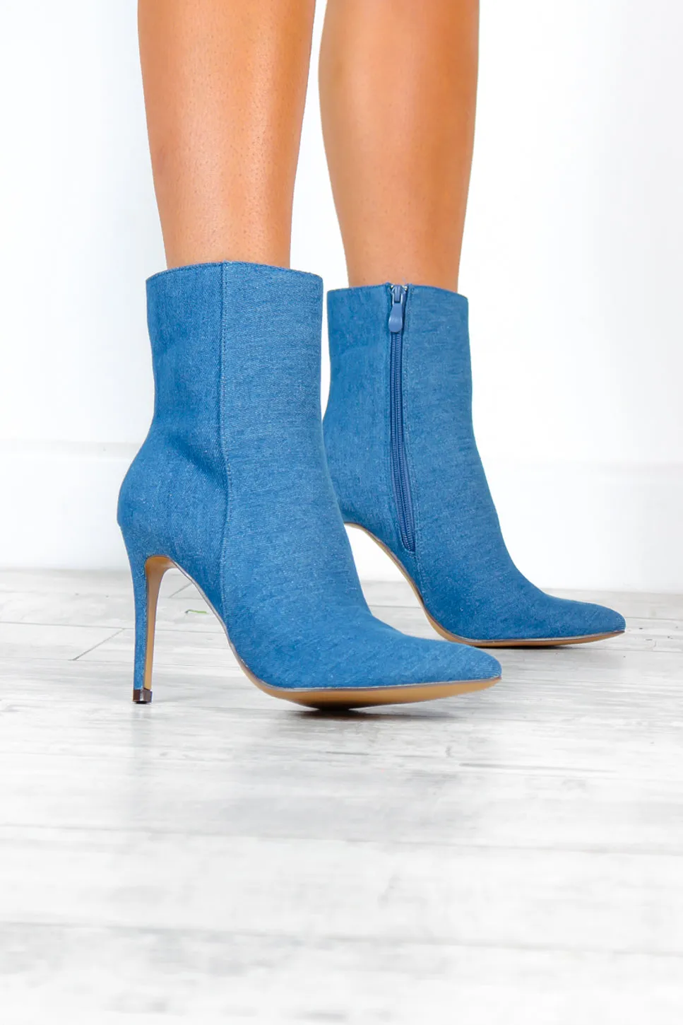 Lead You On - Denim Heeled Ankle Boots