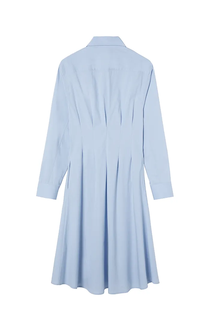 Light Blue Sculpting-Waist Belt Dress