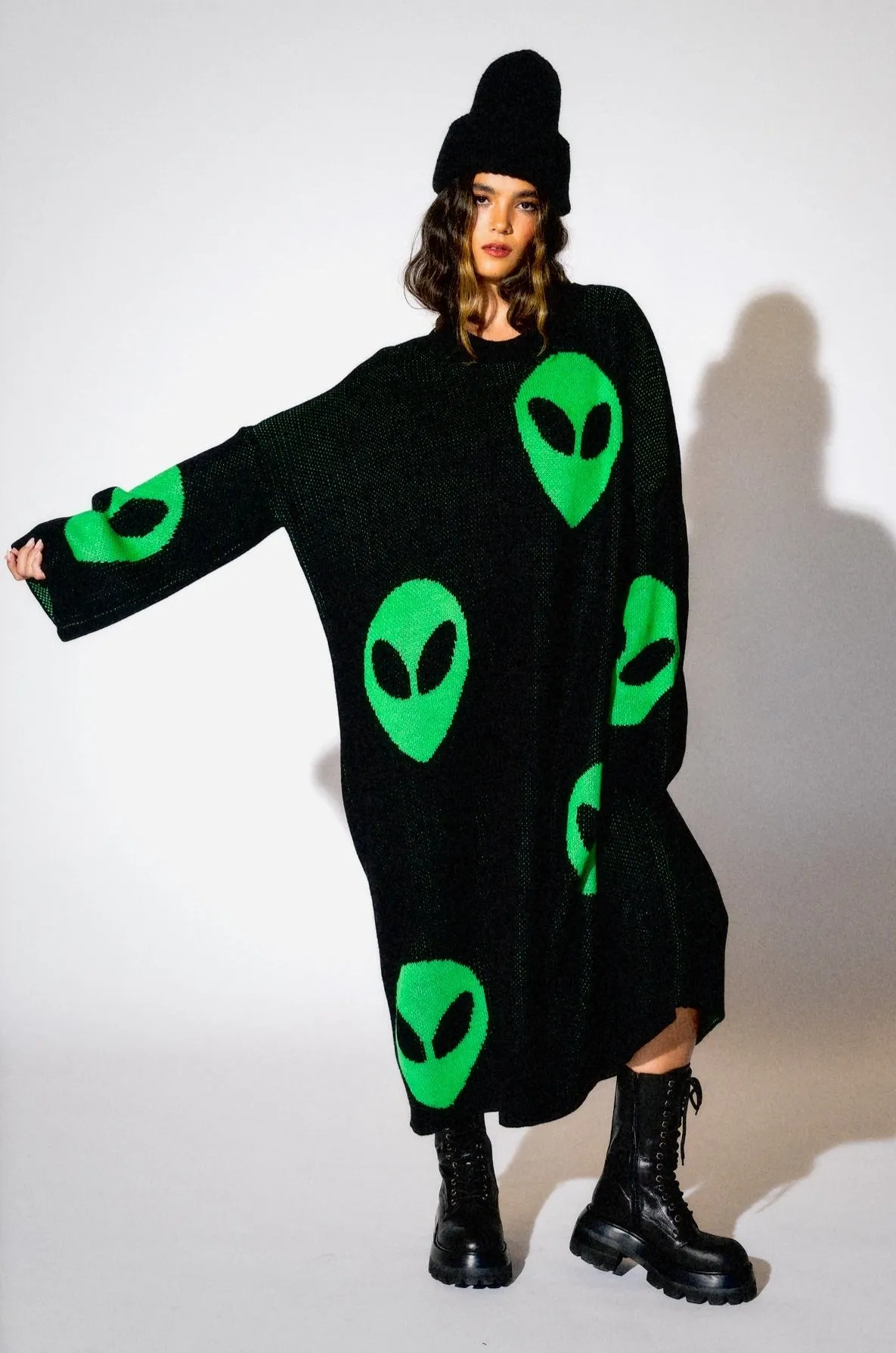 Literally Limitless Oversized Knit Dress in Alien Lover