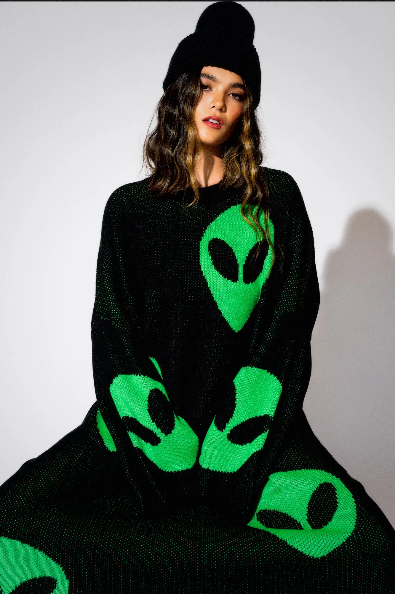 Literally Limitless Oversized Knit Dress in Alien Lover