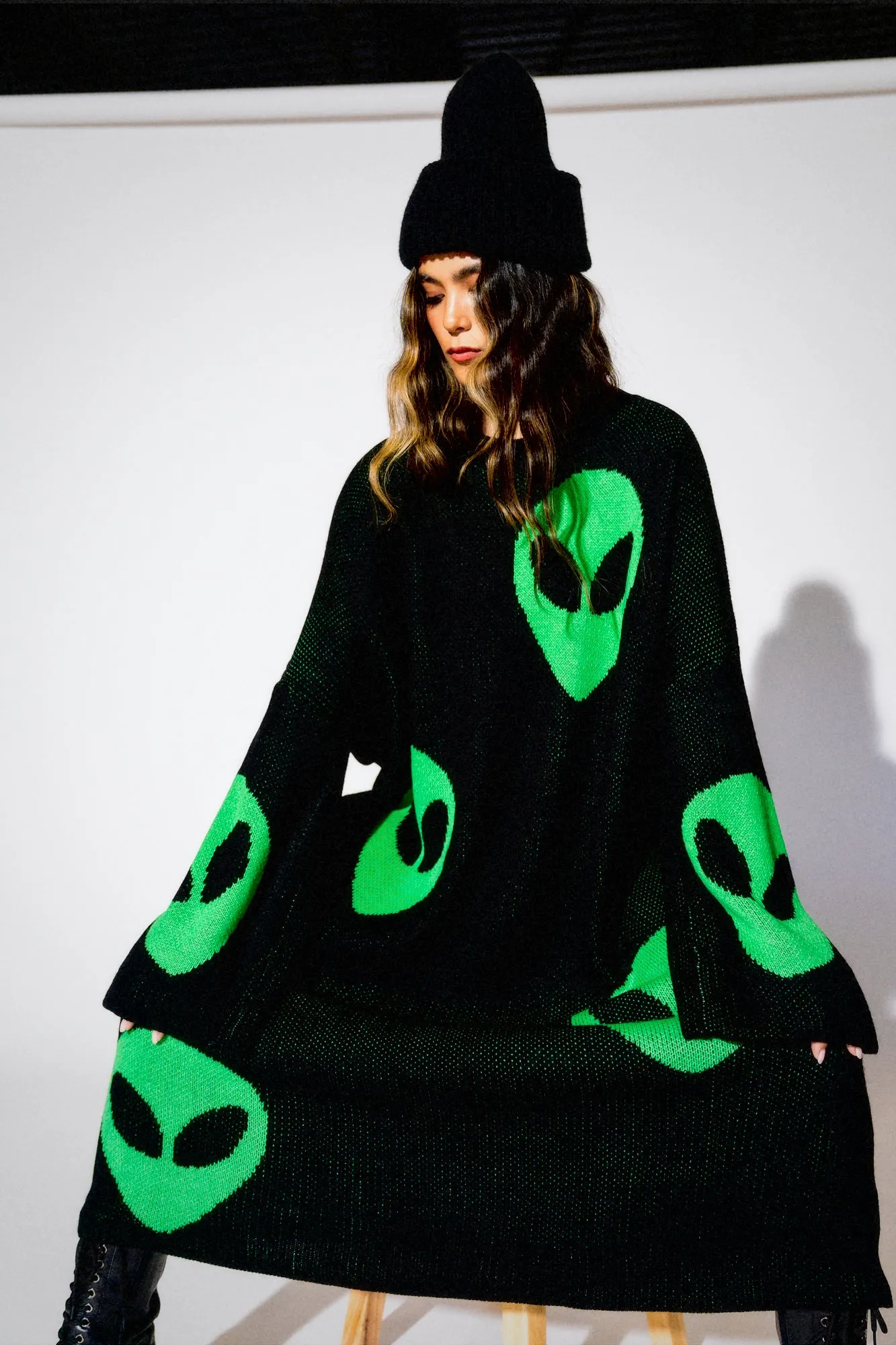 Literally Limitless Oversized Knit Dress in Alien Lover