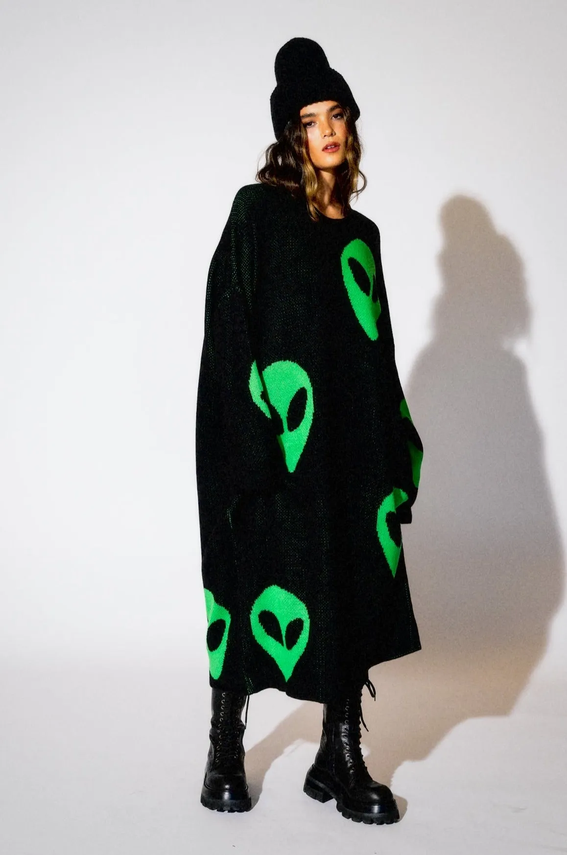 Literally Limitless Oversized Knit Dress in Alien Lover