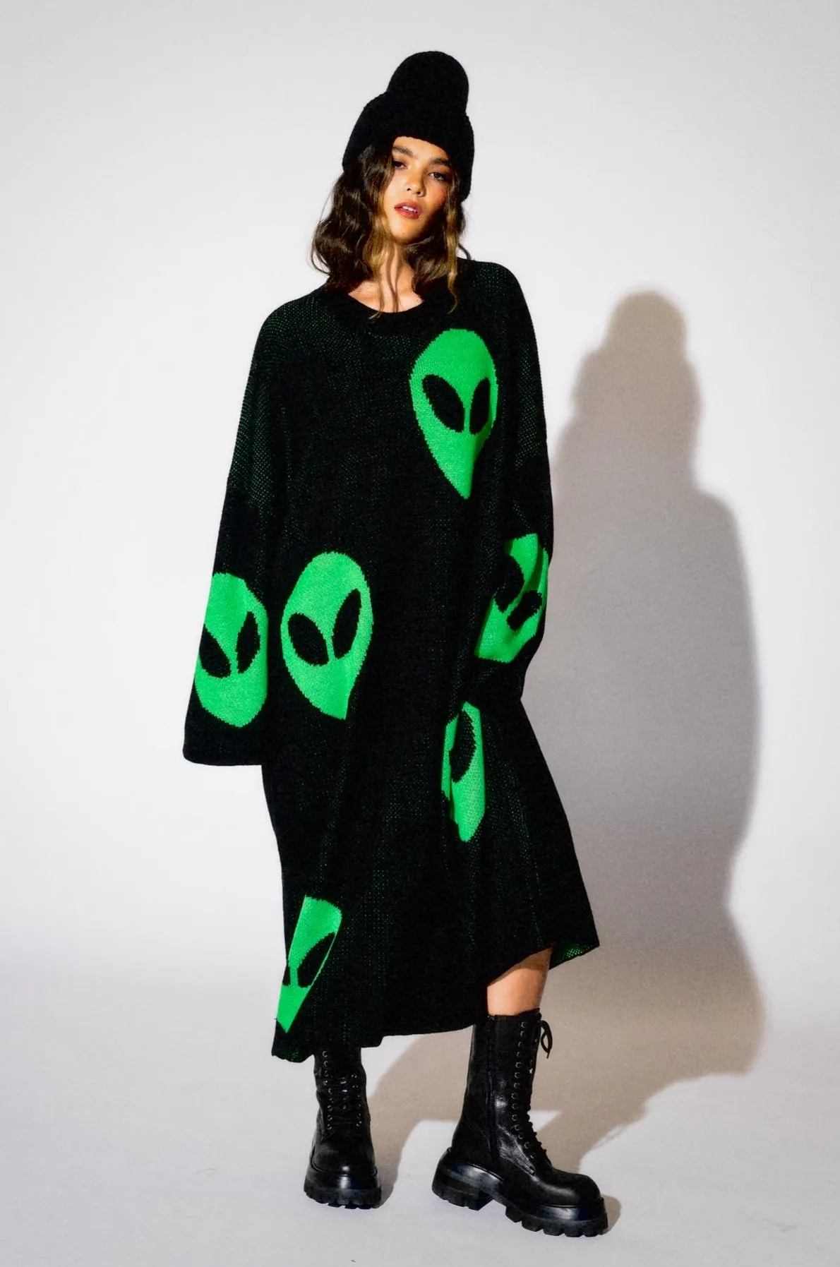 Literally Limitless Oversized Knit Dress in Alien Lover