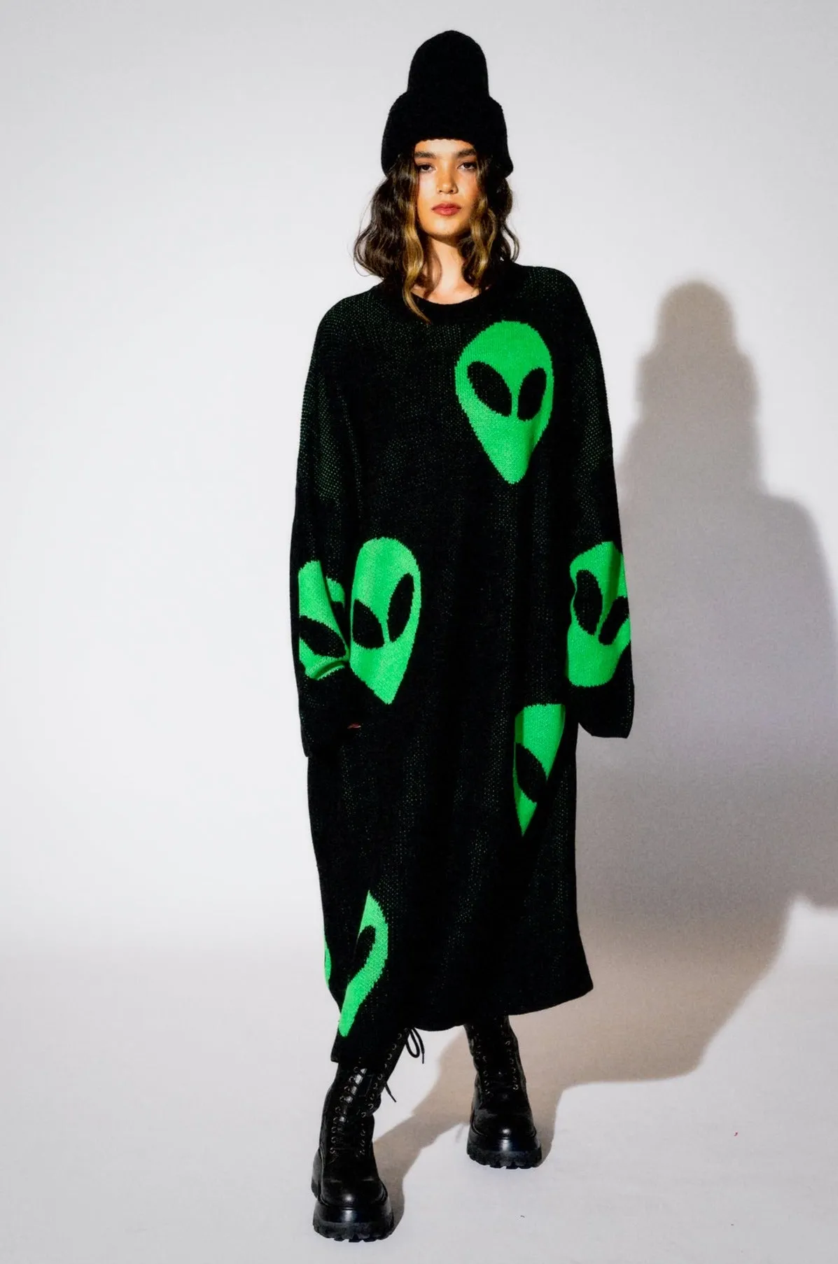 Literally Limitless Oversized Knit Dress in Alien Lover