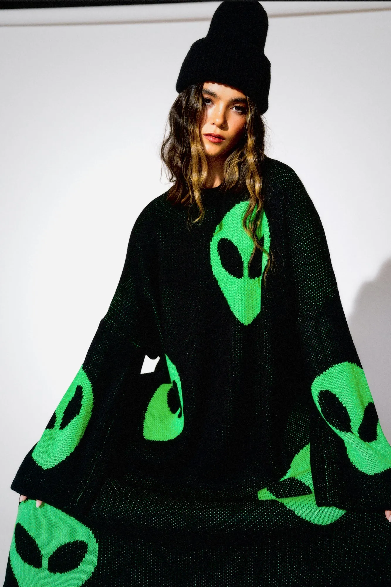 Literally Limitless Oversized Knit Dress in Alien Lover