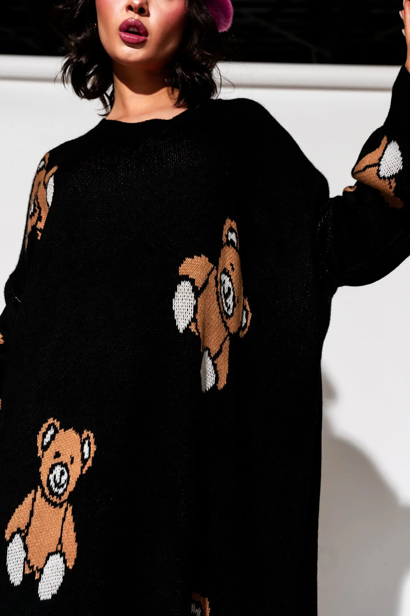 Literally Limitless Oversized Knit Dress in Teddy Bears 4ever