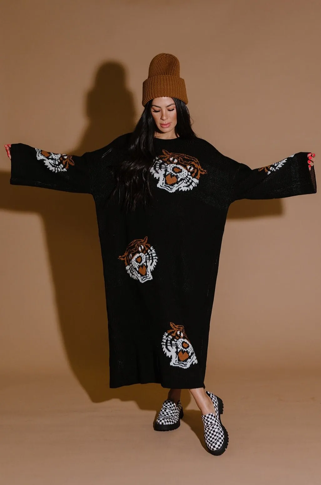 Literally Limitless Oversized Knit Dress in Tigress